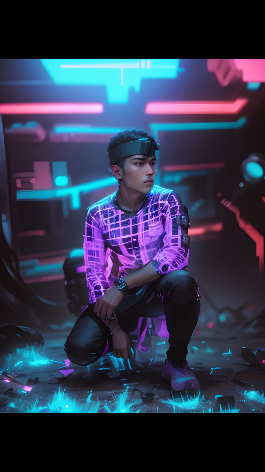 Cyberpunk , handsome boy , change background , my face ,