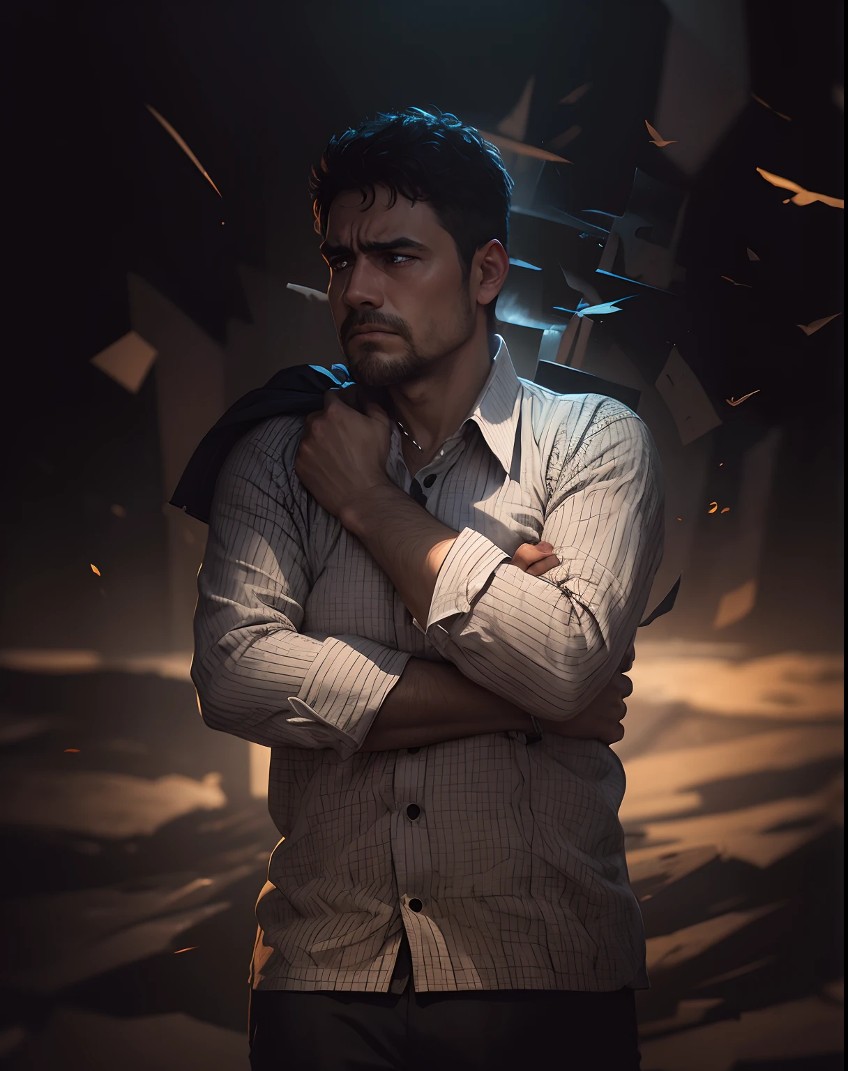 Man in sad mood , change full background to dark background, Break up photography