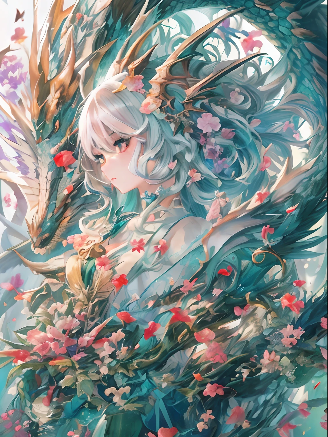 Anime girl with dragon wings and blue dress, detailed anime art, Detailed Digital Anime Art, anime fantasy illustration, Detailed anime artwork, anime fantasy artwork, Detailed key anime art, high detailed official artwork, beautiful fantasy anime, digital art on pixiv, Trending on ArtStation pixiv, anime art wallpaper 4k, anime art wallpaper 4k, beautiful anime artwork