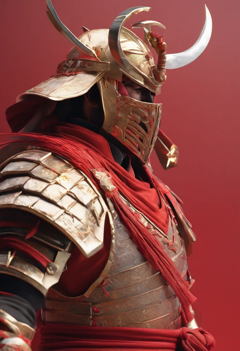 armadura samurai+vermelha, em 3D, modelo, fundo branco