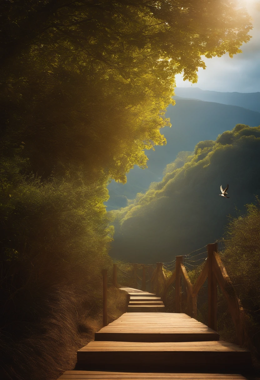 passaro saindo da gaiola , Clear landscape with sky, gaiola tradicional, estranho, realista, cores muito brilhantes, light particles, com luz brilhante, bird, passaro saindo de gaiola na natureza, Papel de parede UHD