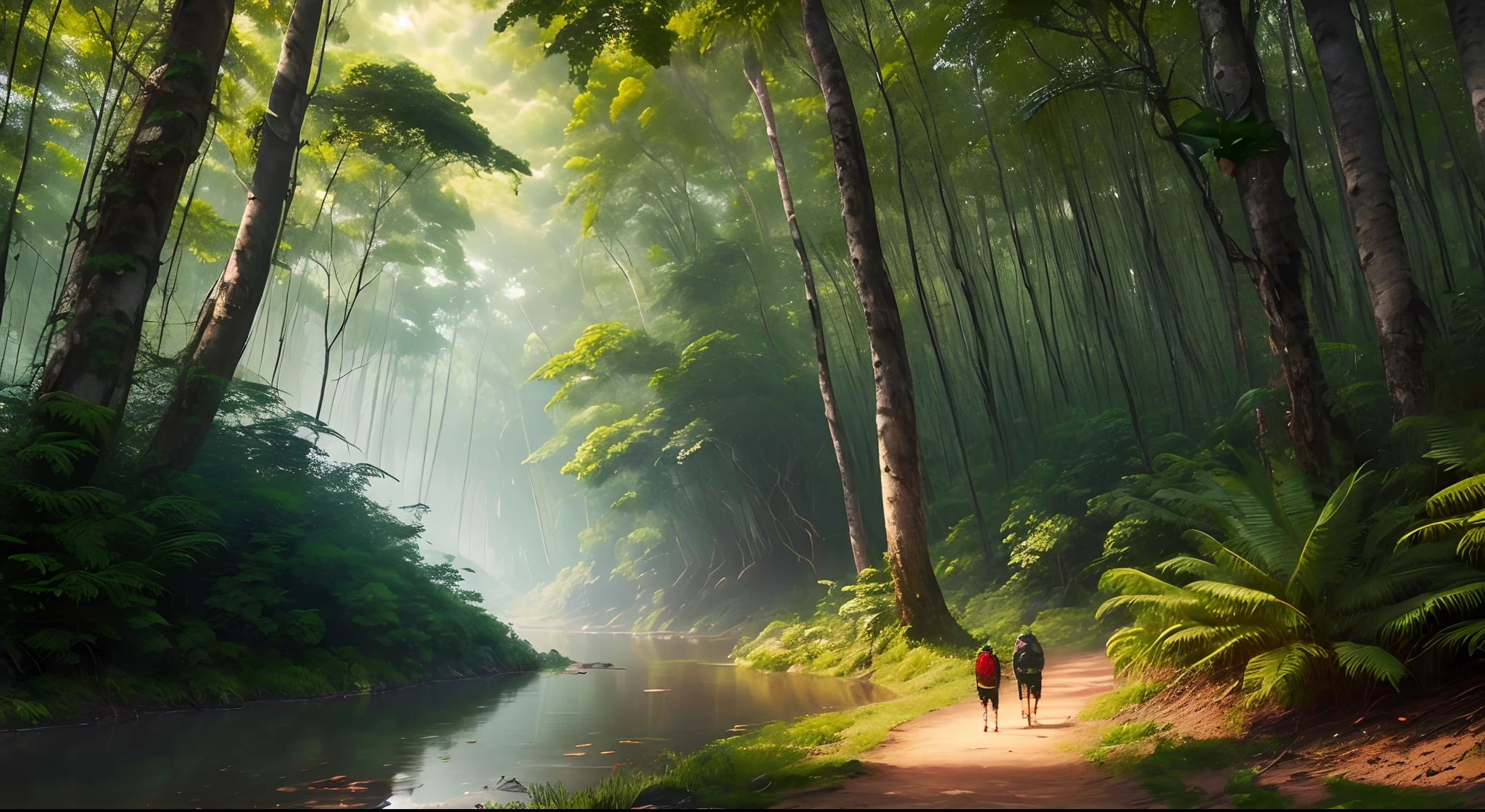 A forest, jungle, or wilderness scene can signify the exploration of the natural world and the wonders of nature, there is banana fruits, portrait