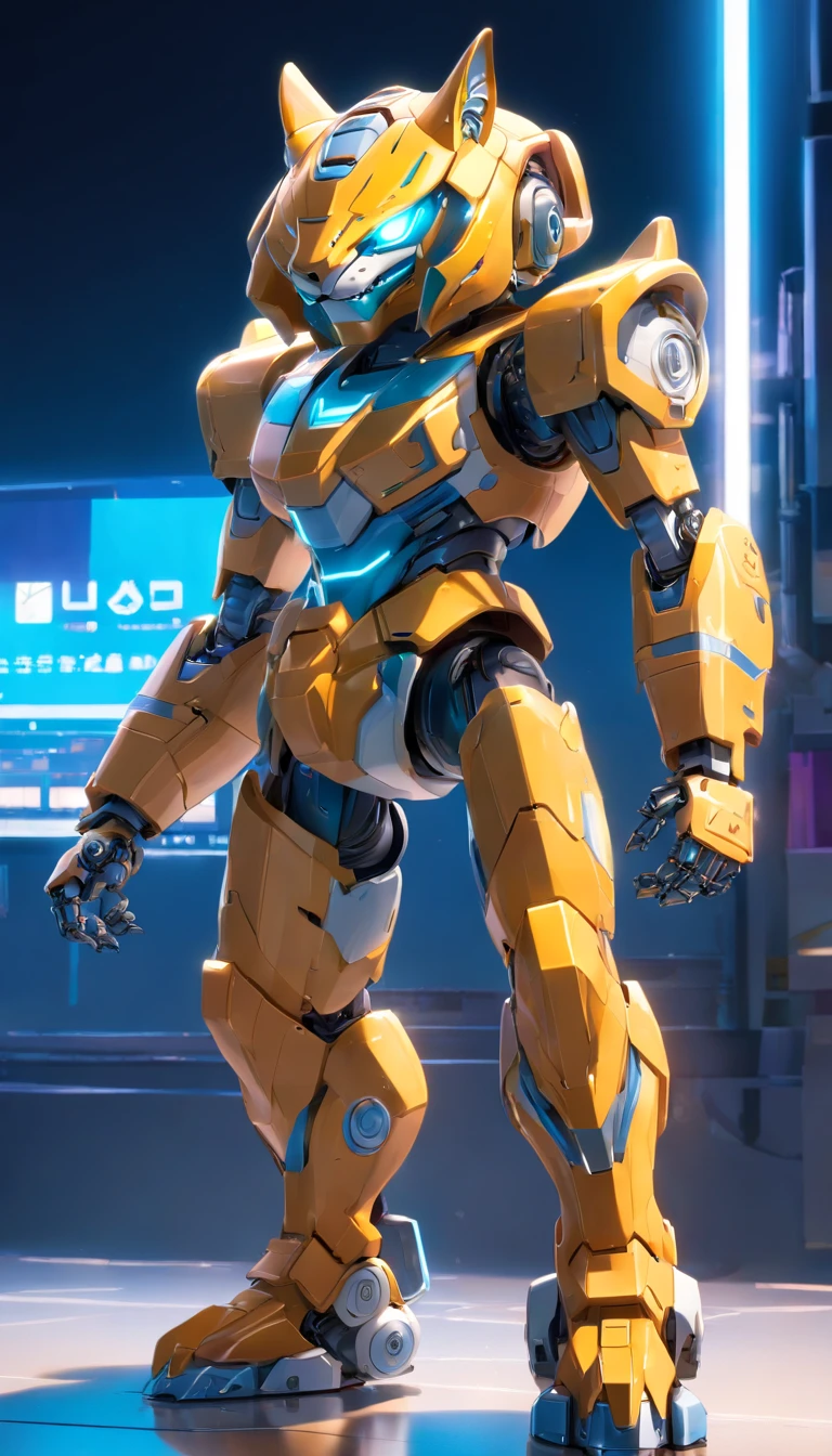 Robot Tiger, (Blind box toy style:1.2), (full body shot of) , 1 Transparent Boy,Behind him is a fierce transparent robotic tiger, Mecha transparent, Exquisite helmet:1.2, Glasses:1.2, Cyberpunk, dreamy glow, luminous neon lights, ren, white backgrounid, ( global ilumination, Stripe tracking, hdr, unreal render,reasonable design, high detal, Master parts, Best quality, hyper HD, Cinematic lighting)
