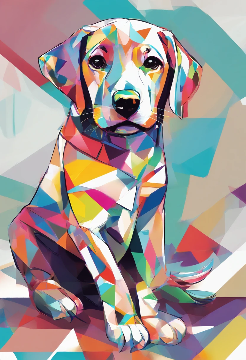 (cachorro labrador  ),(melhor pose),(best angle), (better expression), Eduardo Kobra acolchoamento ,multidimensional geometric wall PORTRAIT, arte, Chibi,Yang08k, lindo, Colouring,