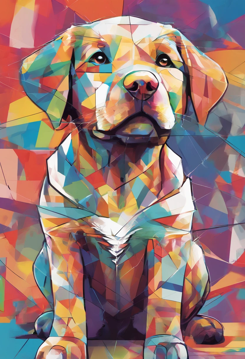(cachorro labrador ),(melhor pose),(best angle), (better expression), Eduardo Kobra acolchoamento ,multidimensional geometric wall PORTRAIT, arte, Chibi,Yang08k, lindo, Colouring,