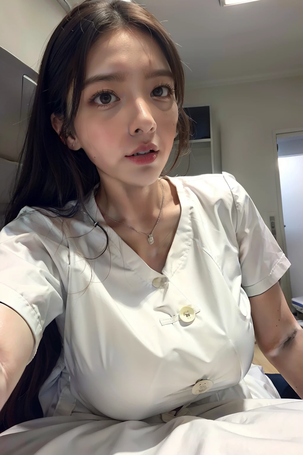 Lying on the hospital bed,Pure white nurse uniform,eye closeds,huge tit,Can't breathe,climaxing,climaxing,It's almost gone,To go,Blushlush,Trembling,Can't hold back,Charley horse,weak