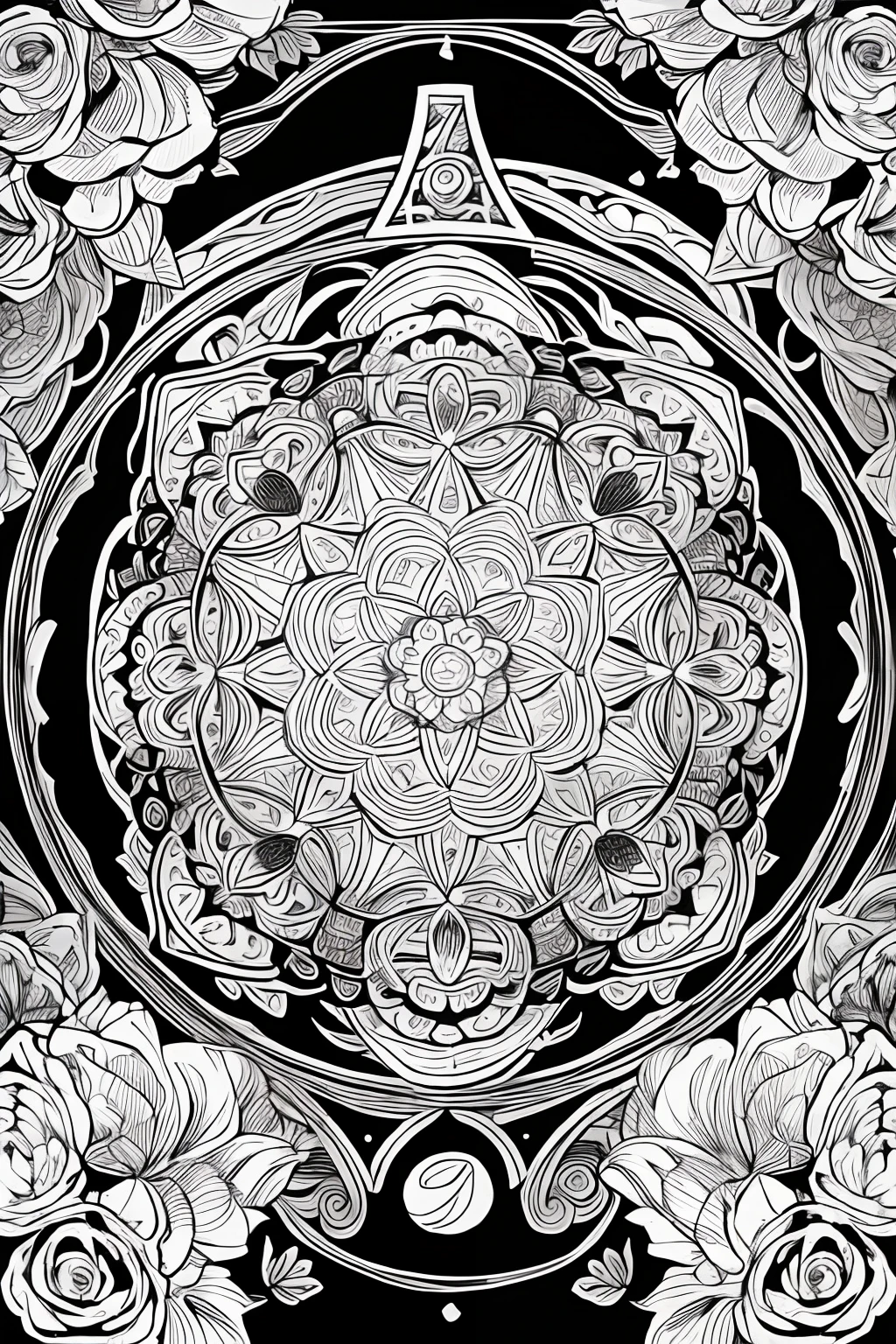 a circular coloring page with a flower design in black and white, a beautiful buddhist mandala, with symmetry intricate detailed, highly detailed symmetry, mandala, highly detailed linework, detailed symmetrical, symmetrical complex fine detail, ultra intricate detailed, lotus mandala, intricate lineart, symmetrical and intricate, centered radial design, mandalas, mandala ornament, mandala art