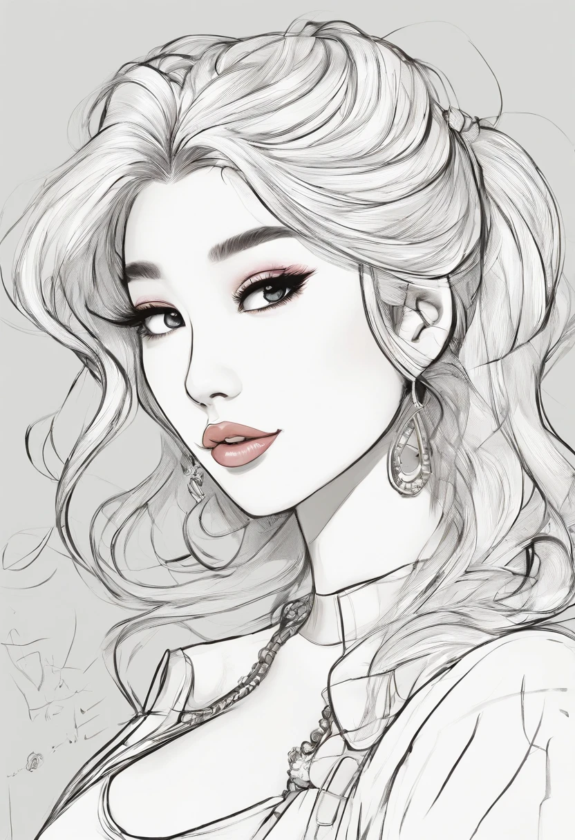 Hairstyles: shapely, A high ponytail adds an element of sophistication and style, Super pretty 20 year old Korean girl,happy face, Cartoon style illustration, Cartoon Art Style, Cartoon Art Style, Digital illustration style, Highly detailed character design, cute detailed digital art, beautiful digital illustration, high quality portrait, Comic art, Asia, Character Design Portrait, Rough line sketch style,