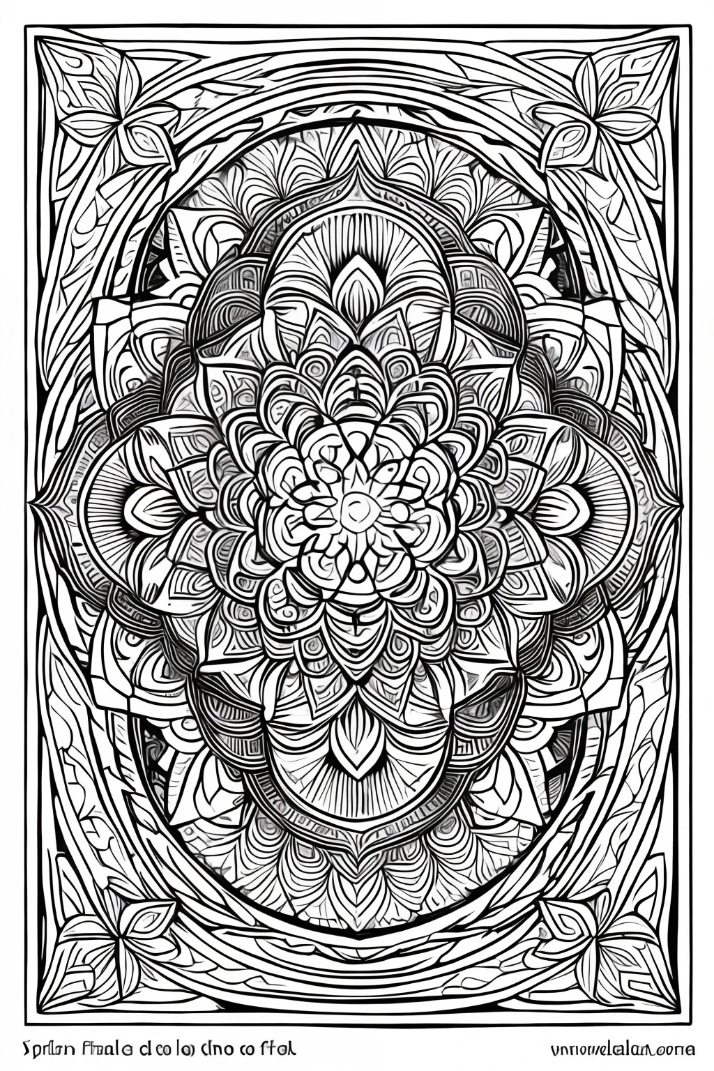 colouring page for adult, mandala, clean line art, no background,Expressed only in black line drawings,More white,one flower,tarot card-style