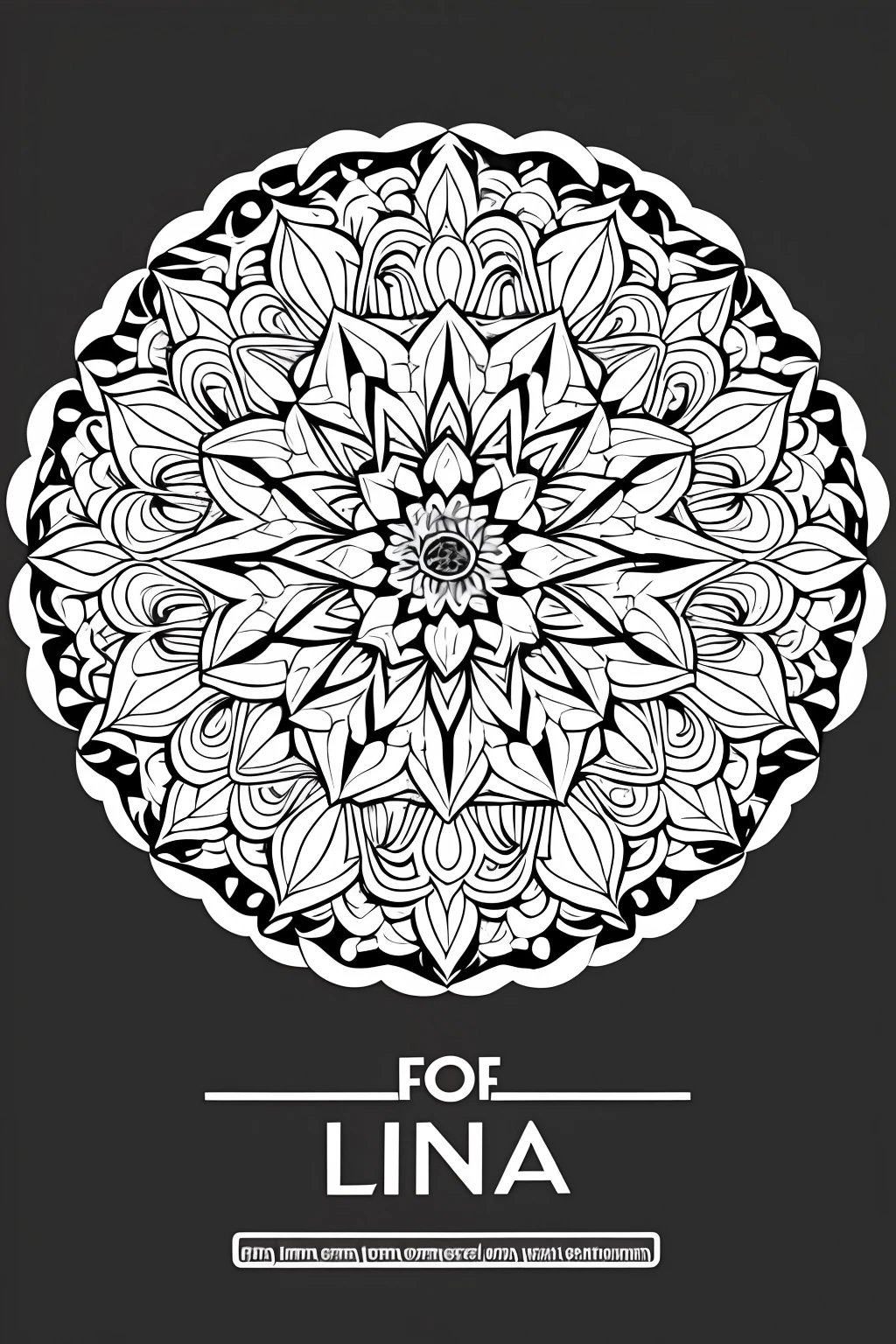 colouring page for adult, mandala, clean line art, no background,Expressed only in black line drawings,More white,one flower
