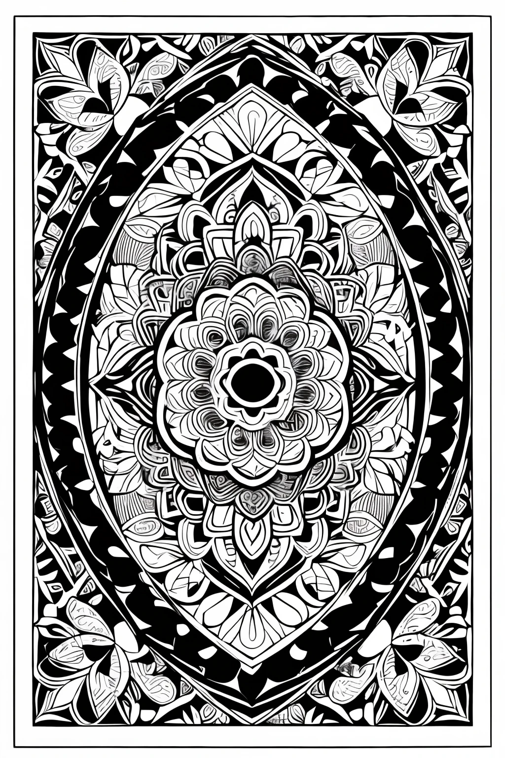 colouring page for adult, mandala, clean line art, no background,Expressed only in black line drawings,More white