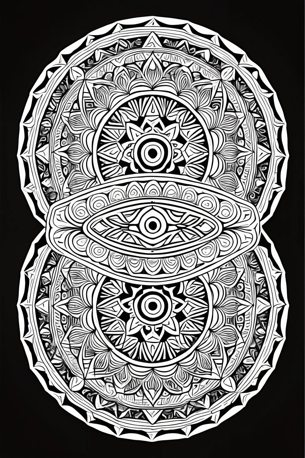 colouring page for adult, mandala, clean line art, no background,Expressed only in black line drawings,More white