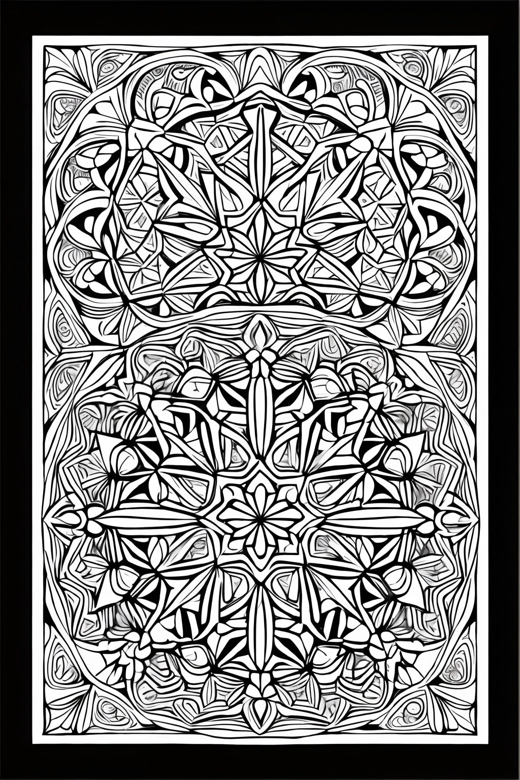 Adult Coloring pages, mandalas, clean line drawings, No background,Expressed only with black line art