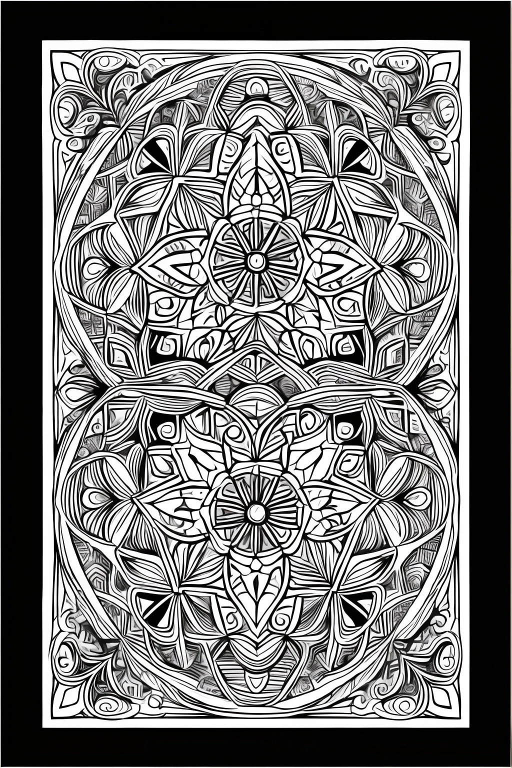 Adult Coloring pages, mandalas, clean line drawings, No background,Expressed only with black line art