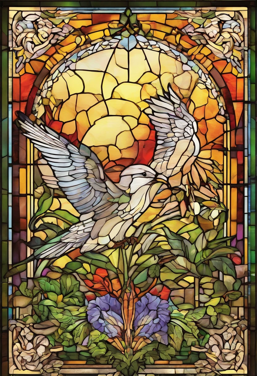 best quality,highres,ultra-detailed,realistic,photorealistic:1.37,illustration,garden,nature,birds,monogram,ornamental,tropical plants,leaves,flowers,colorful,beautiful detailed eyes,beautiful detailed lips,vibrant colors,sunlight,peaceful setting,authentic materials,professional craftsmanship,bokeh