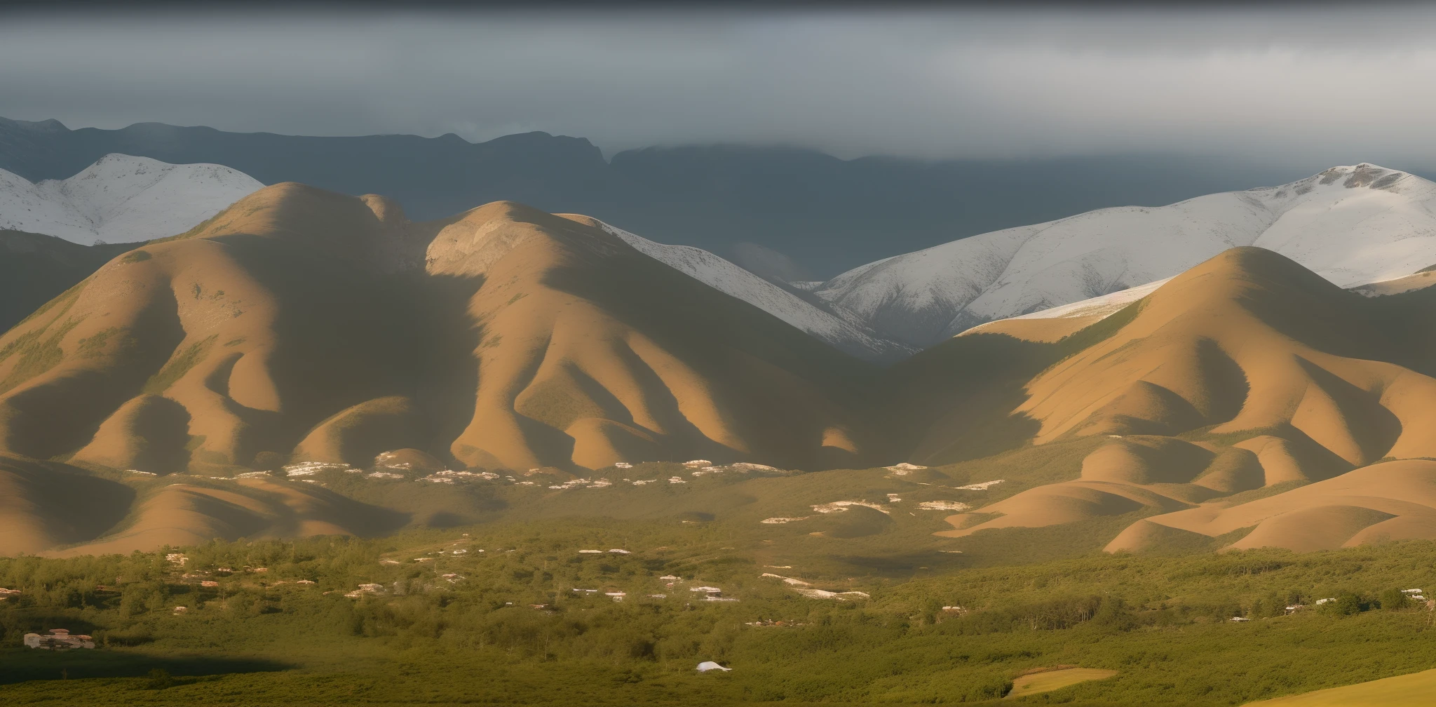montanhas com neve sobre eles e um vale abaixo, mountainous setting, arid mountains and palm forest, montanhas ao redor, Molas de Palmeira, Paisagem de Marbella, vale exuberante, Montanhas no fundo, Vista exuberante, Montanhas ao fundo, Andes, com montanhas como pano de fundo, cidade distante em vale e colinas, Vale Verde Abaixo, dramatic mountains in background, Moutains, Colinas e montanhas