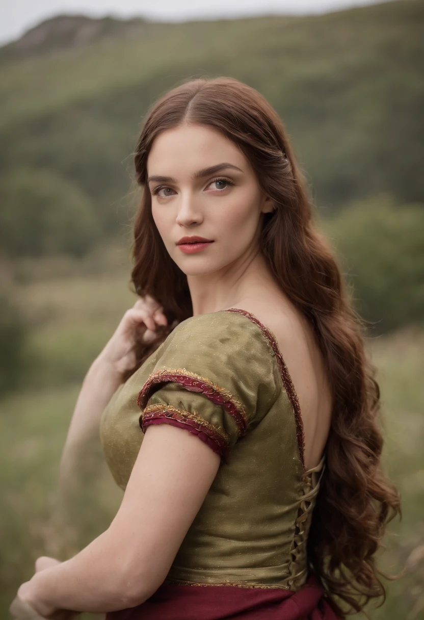 (((uma ferida avermelhada profunda atravessa sua bochecha esquerda))) tez justa, mulher em torno de 19 anos, cabelos brancos naturais, olhos verdes distintos, vestindo kohl, slender and graceful, Beautiful, luz de velas em um ambiente medieval, Ultra sharp focus, tiro realista, roupas femininas medievais, cores tetradicas (cicatriz:1.4)