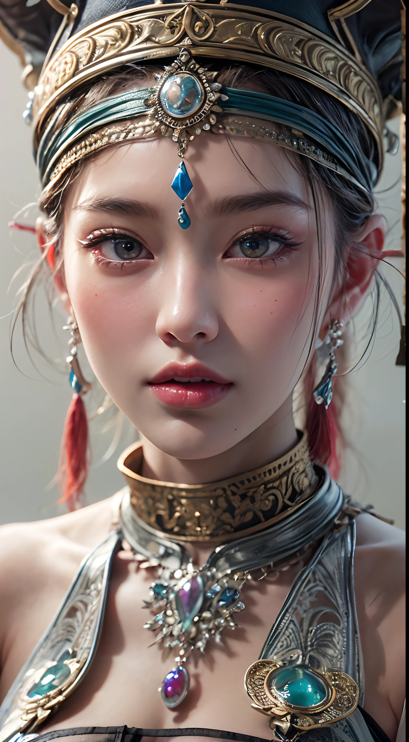 (tmasterpiece,best qualtiy,realisticlying:1.37),(Complex and sophisticated,Highly detailed skin and face),Hmong girls wearing Hmong costumes (by Artist Anna Dittman:1), (((Masterpiece))), (((Best quality))), ((Ultra-detailed)),(Detailed light),((An extremely delicate and beautiful)), Hmong,garments、head gear、耳Nipple Ring,with a pure white background,Cut out the soft lighting of the movie,8k wallpaper,Solidarity,art stations,High resolution CG,8K, RAW Photos, Highest Quality), Realistic, Intricate Detail, Extremely Detailed Eyes and Eyelashes, Portrait, Close-up, Digital SLR, Ultra Quality, Fujifilm , Hyper Realistic, Masterpiece , extremely detailed,beautiful details, best quality, official art, most detailed ultra 8k CG unity wallpaper (masterpiece: 1.3), (8k, optical, RAW photo, best quality : 1.4), Sharp focus: 1.2, ( (Large) chest :1.4) )), Highly detailed face and skin texture, high resolution Extremely high resolution, hyper-realistic, detailed tall, (8k), (best quality), nice detailed nose, full body,