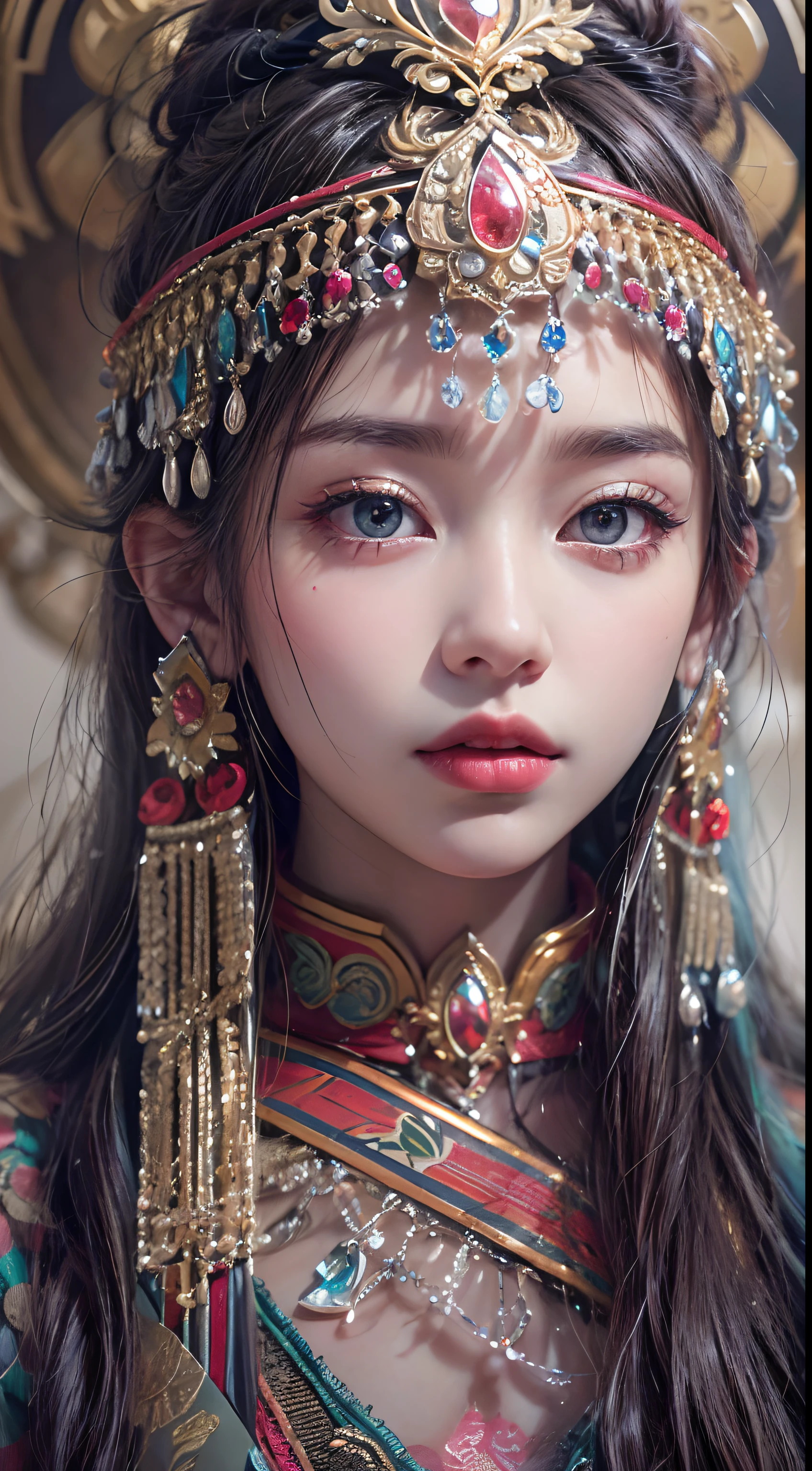 (tmasterpiece,best qualtiy,realisticlying:1.37),(Complex and sophisticated,Highly detailed skin and face),Hmong girls wearing Hmong costumes (by Artist Anna Dittman:1), (((Masterpiece))), (((Best quality))), ((Ultra-detailed)),(Detailed light),((An extremely delicate and beautiful)), Hmong,garments、head gear、耳Nipple Ring,with a pure white background,Cut out the soft lighting of the movie,8k wallpaper,Solidarity,art stations,High resolution CG
