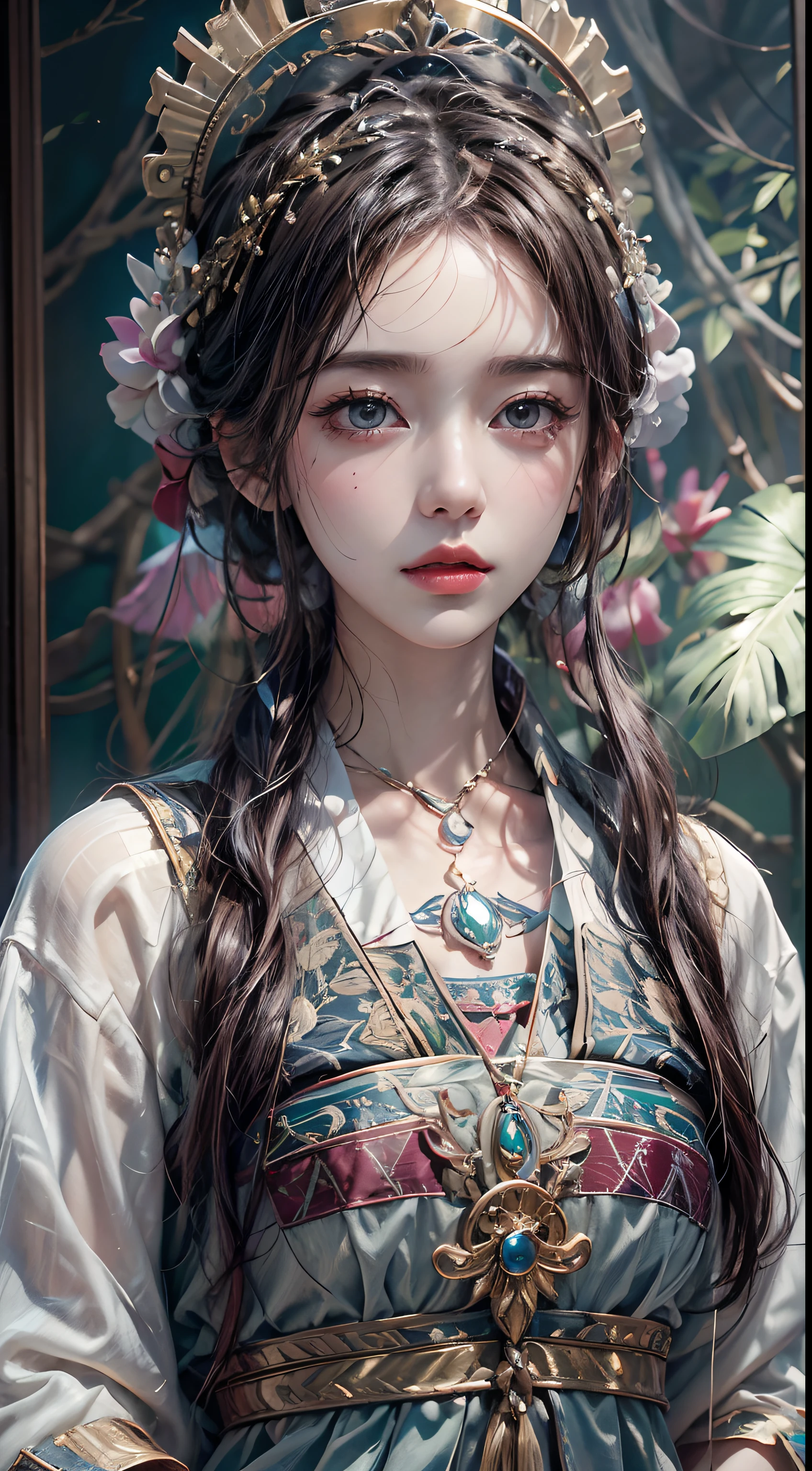 （tmasterpiece，best qualtiy，realisticlying：1.37），（Complex and sophisticated，Highly detailed skin and face），Hmong girls wearing Hmong costumes (by Artist Anna Dittman:1), (((Masterpiece))), (((Best quality))), ((Ultra-detailed)),(Detailed light),((An extremely delicate and beautiful)), Hmong,garments、head gear、耳Nipple Ring，with a pure white background，Cut out the soft lighting of the movie，8k wallpaper，Solidarity，art  stations，High resolution CG