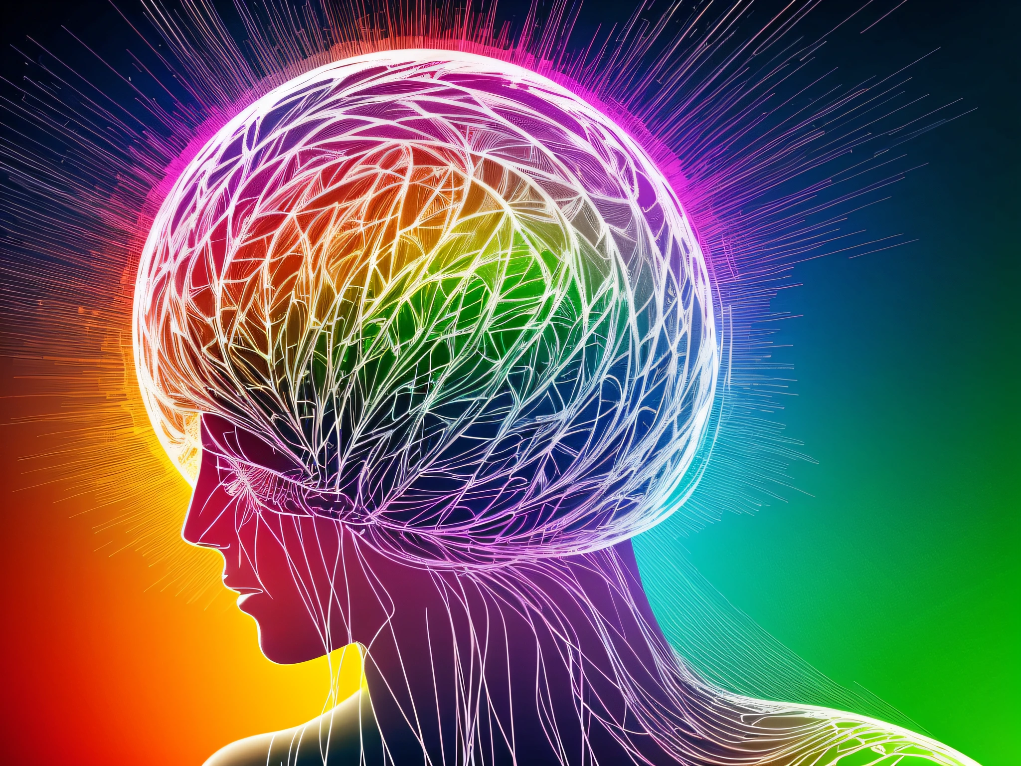 fondo digital que represente el cerebro humano, sensorial con graficos trdemensionales, abstracto representado en colores suaves