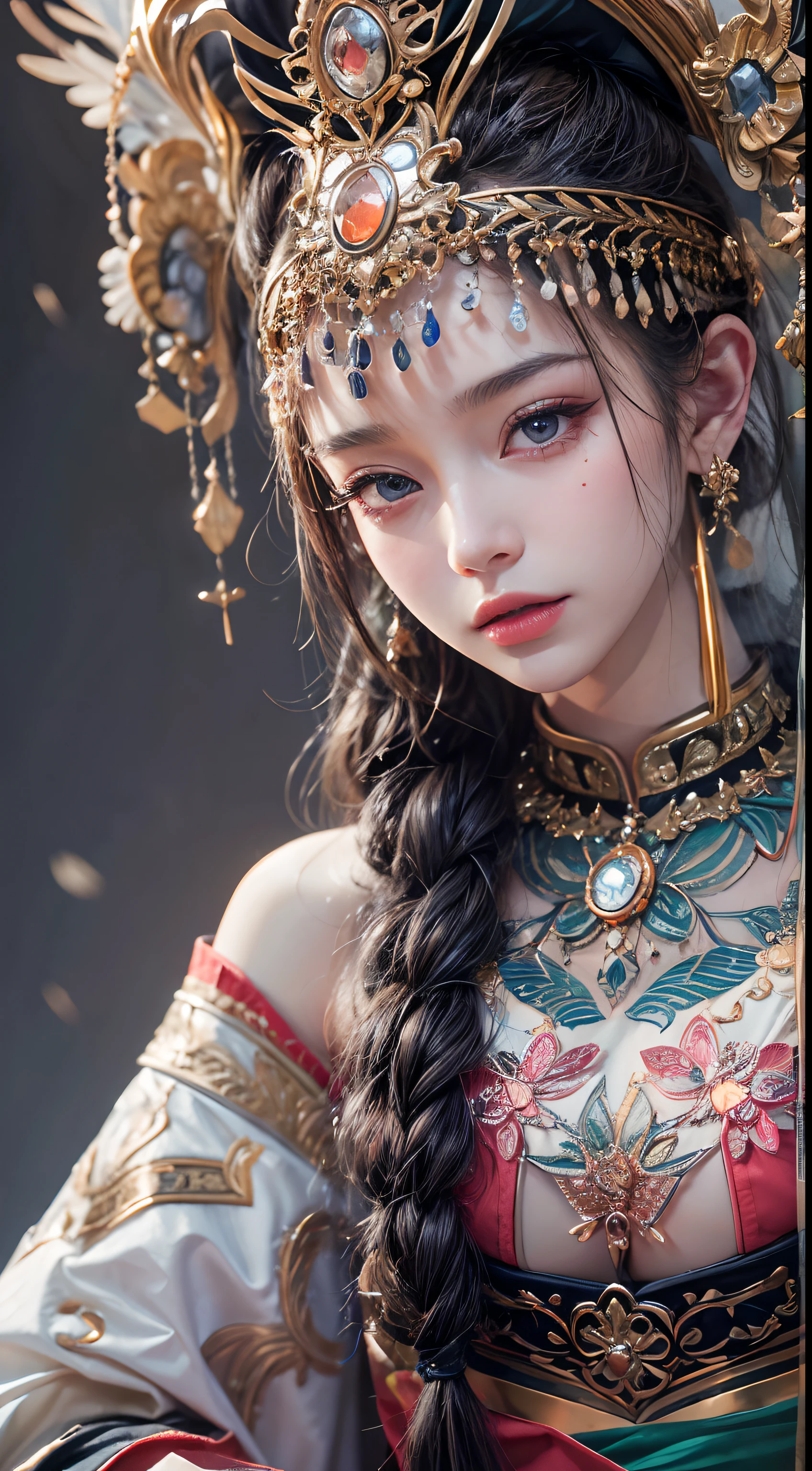 (tmasterpiece,best qualtiy,realisticlying:1.37),(Complex and sophisticated,Highly detailed skin and face),Hmong girls wearing Hmong costumes (by Artist Anna Dittman:1), (((Masterpiece))), (((Best quality))), ((Ultra-detailed)),(Detailed light),((An extremely delicate and beautiful)), Hmong,garments、head gear、耳Nipple Ring,with a pure white background,Cut out the soft lighting of the movie,8k wallpaper,Solidarity,art stations,High resolution CG,8K, RAW Photos, Highest Quality), Realistic, Intricate Detail, Extremely Detailed Eyes and Eyelashes, Portrait, Close-up, Digital SLR, Ultra Quality, Fujifilm , Hyper Realistic, Masterpiece , extremely detailed,beautiful details, best quality, official art, most detailed ultra 8k CG unity wallpaper (masterpiece: 1.3), (8k, optical, RAW photo, best quality : 1.4), Sharp focus: 1.2, ( (Large) chest :1.4) )), Highly detailed face and skin texture, high resolution Extremely high resolution, hyper-realistic, detailed tall, (8k), (best quality), nice detailed nose, full body,