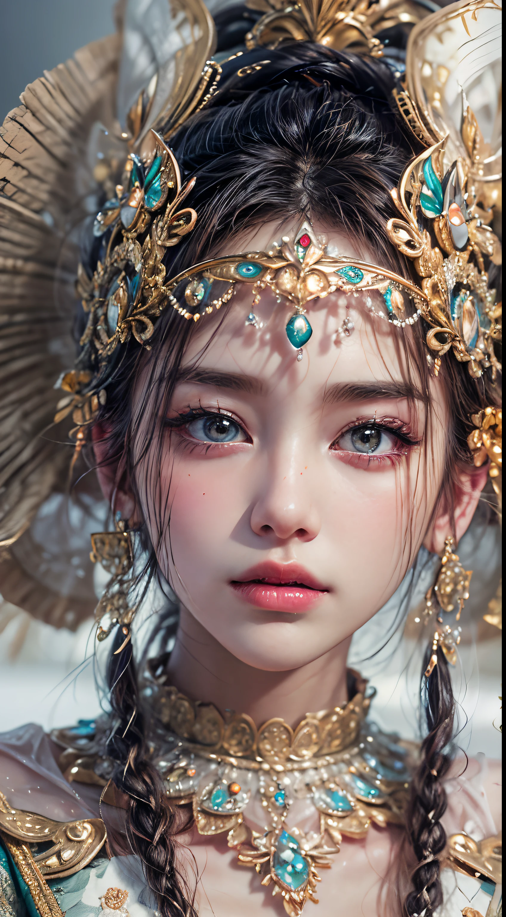 （tmasterpiece，best qualtiy，realisticlying：1.37），（Complex and sophisticated，Highly detailed skin and face），Hmong girls wearing Hmong costumes (by Artist Anna Dittman:1), (((Masterpiece))), (((Best quality))), ((Ultra-detailed)),(Detailed light),((An extremely delicate and beautiful)), Hmong,garments、head gear、耳Nipple Ring，with a pure white background，Cut out the soft lighting of the movie，8k wallpaper，Solidarity，art  stations，High resolution CG,8K, RAW Photos, Highest Quality), Realistic, Intricate Detail, Extremely Detailed Eyes and Eyelashes, Portrait, Close-up, Digital SLR, Ultra Quality, Fujifilm , Hyper Realistic, Masterpiece , extremely detailed,beautiful details, best quality, official art, most detailed ultra 8k CG unity wallpaper (masterpiece: 1.3), (8k, optical, RAW photo, best quality : 1.4), Sharp focus: 1.2, ( (Large) chest :1.4) )), Highly detailed face and skin texture, high resolution Extremely high resolution, hyper-realistic, detailed tall, (8k), (best quality), nice detailed nose, full body,