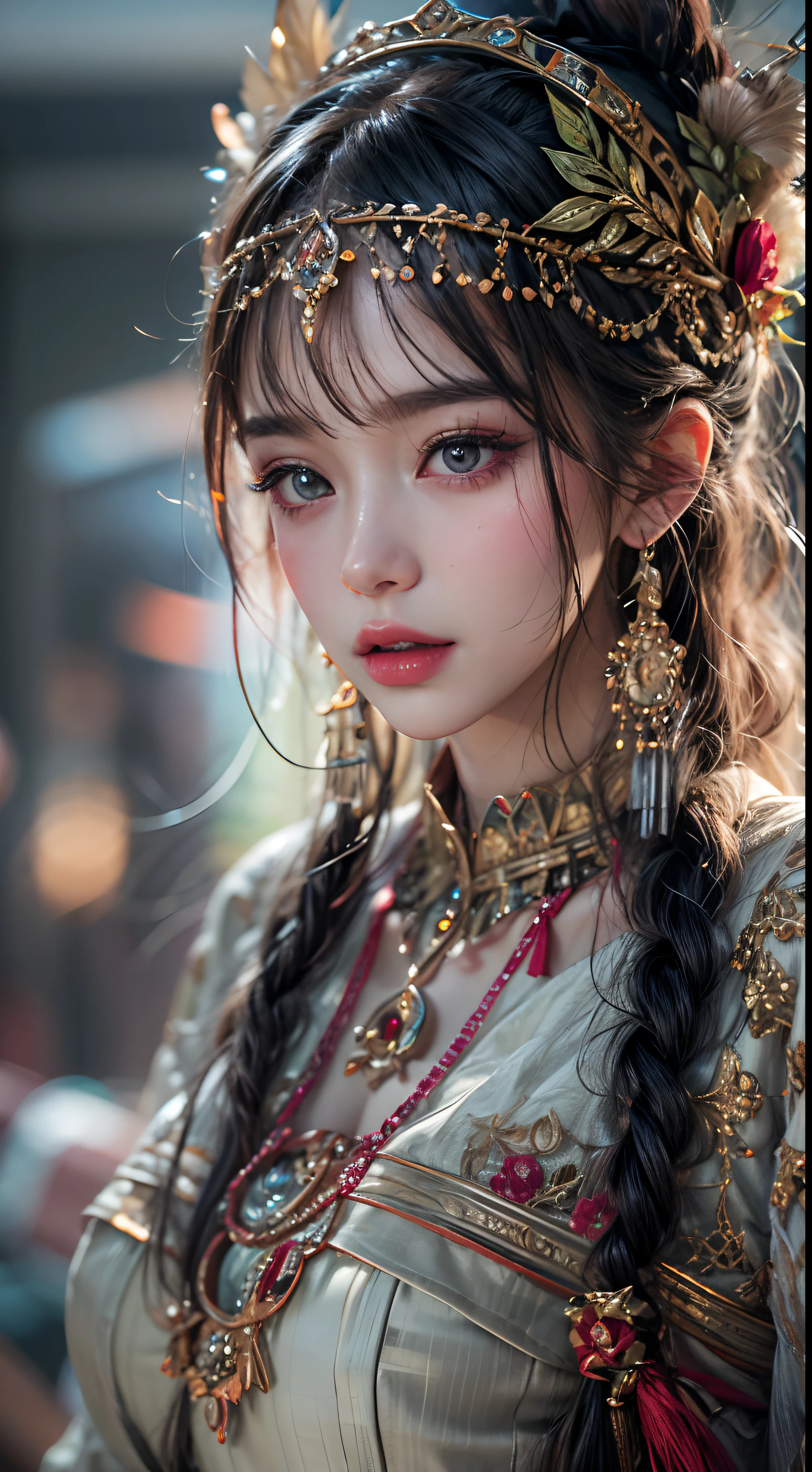 （tmasterpiece，best qualtiy，realisticlying：1.37），（Complex and sophisticated，Highly detailed skin and face），Hmong girls wearing Hmong costumes (by Artist Anna Dittman:1), (((Masterpiece))), (((Best quality))), ((Ultra-detailed)),(Detailed light),((An extremely delicate and beautiful)), Hmong,garments、head gear、耳Nipple Ring，with a pure white background，Cut out the soft lighting of the movie，8k wallpaper，Solidarity，art  stations，High resolution CG,8K, RAW Photos, Highest Quality), Realistic, Intricate Detail, Extremely Detailed Eyes and Eyelashes, Portrait, Close-up, Digital SLR, Ultra Quality, Fujifilm , Hyper Realistic, Masterpiece , extremely detailed,beautiful details, best quality, official art, most detailed ultra 8k CG unity wallpaper (masterpiece: 1.3), (8k, optical, RAW photo, best quality : 1.4), Sharp focus: 1.2, ( (Large) chest :1.4) )), Highly detailed face and skin texture, high resolution Extremely high resolution, hyper-realistic, detailed tall, (8k), (best quality), nice detailed nose, full body,