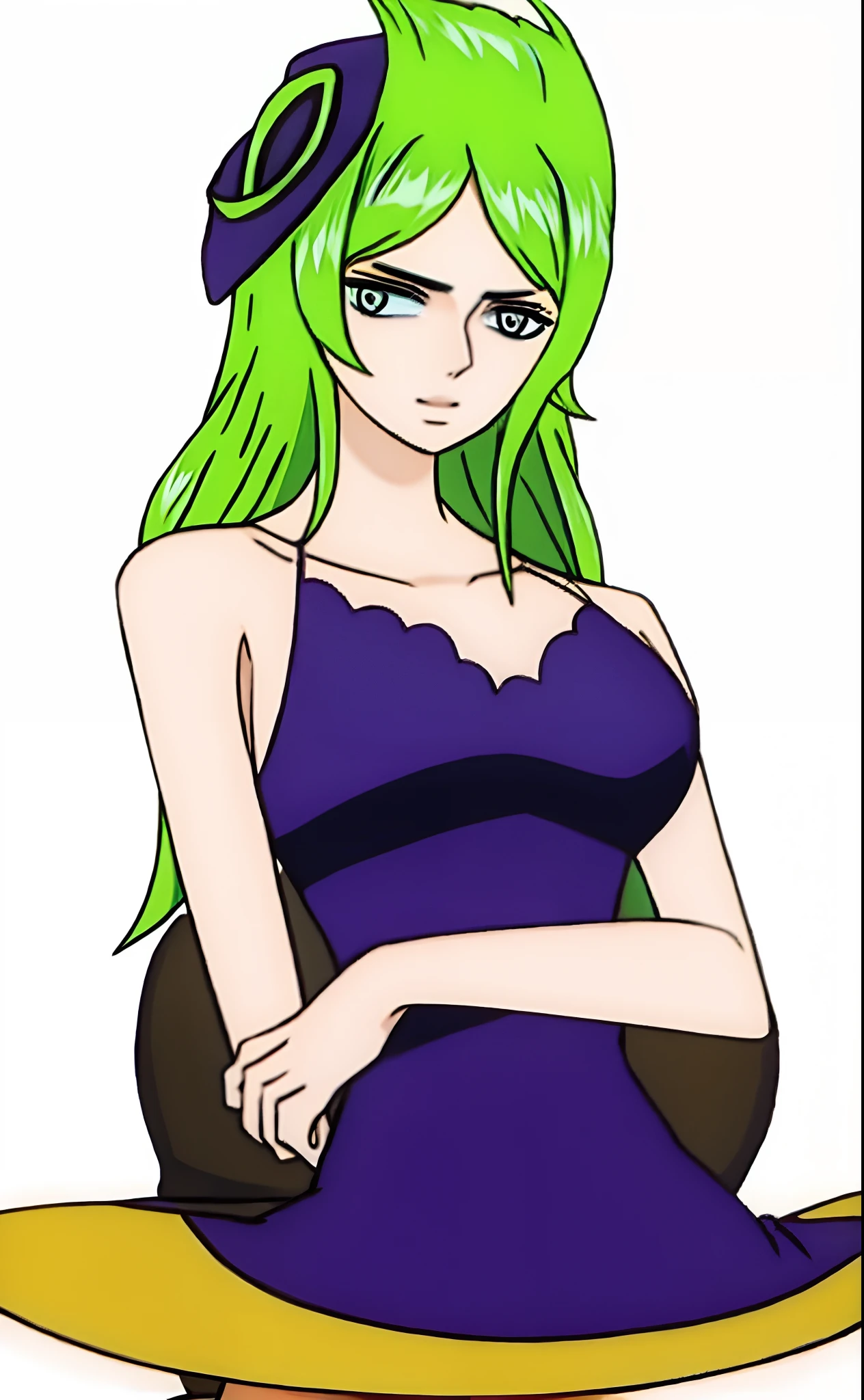 Sunglasses,Lime hair, Strawhat, Long hair , big breasts