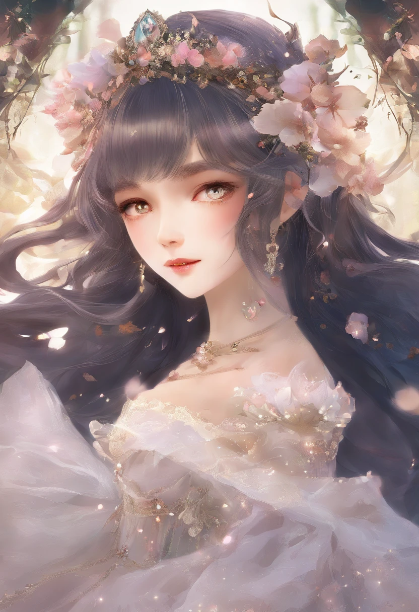 1girl in,独奏, Official art、Unity 8k Wallpapers、ultra-detailliert、Beautifully Aesthetic、Beautiful fece、masterpiece、top-quality、 Metamorphosis、depth of fields、lolita、robe blanche