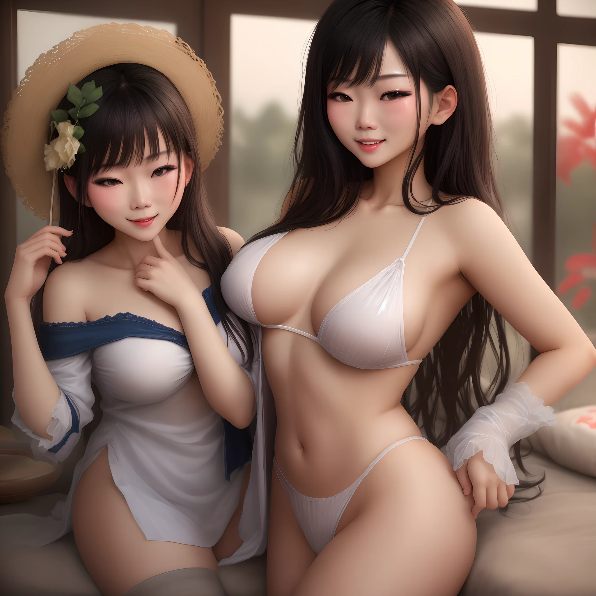 Finger licking Asian A sexy a beauty girl A dark-haired