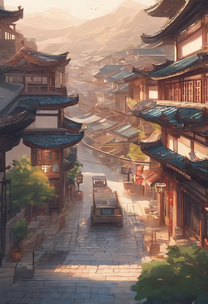 （（（Comic storyboard））），comic strip，Two-dimensional picture，Manhwa Style，Makoto Shinkai animation style，Makoto Shinkai animation film art style，Ultra-wide angle of view，China-style，a town with beautiful scenery，Faraway view，super-fine，ultra - detailed，high qulity，8K ，oc rendered，dynamic viewing angle，Hyper Real，Ultra photo realsisim