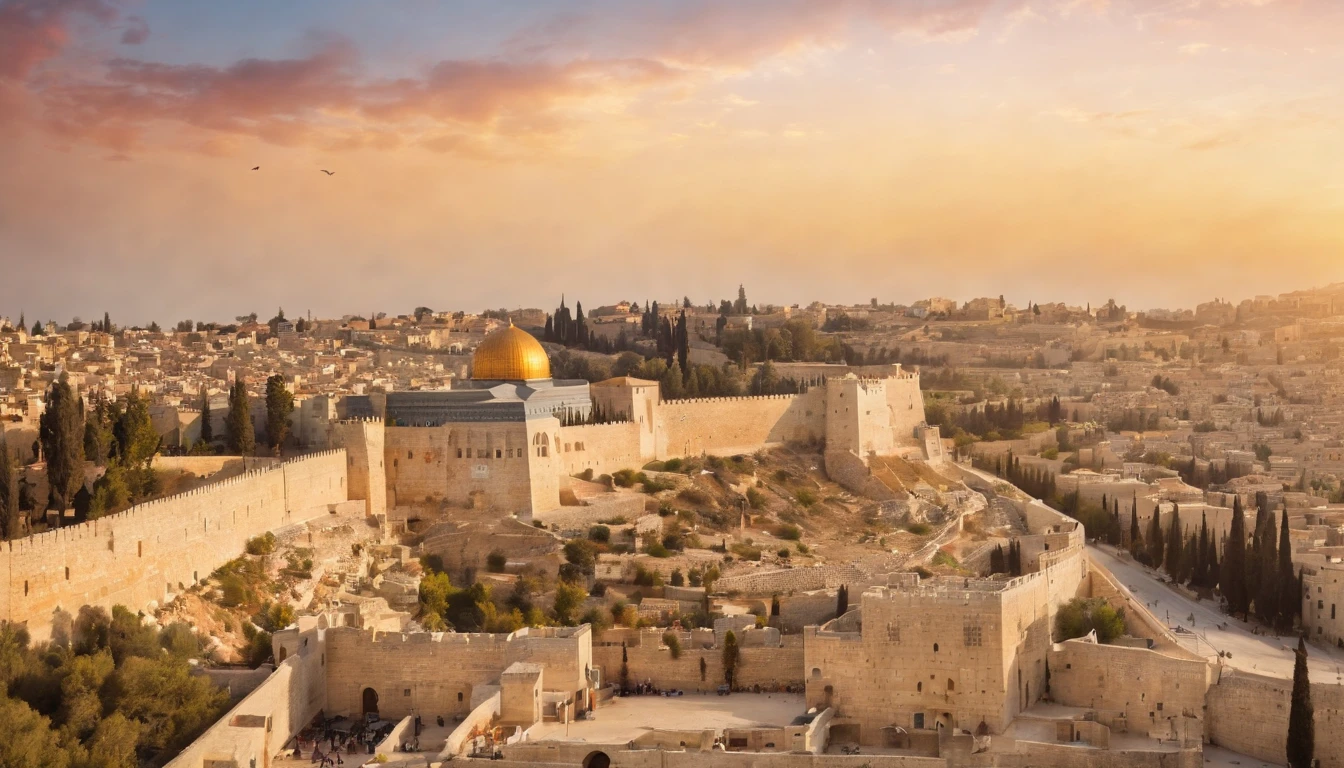 Ancient Jerusalem, from the time of Christ, realistic image, sky with clouds, 16:9, 4K --auto --s2