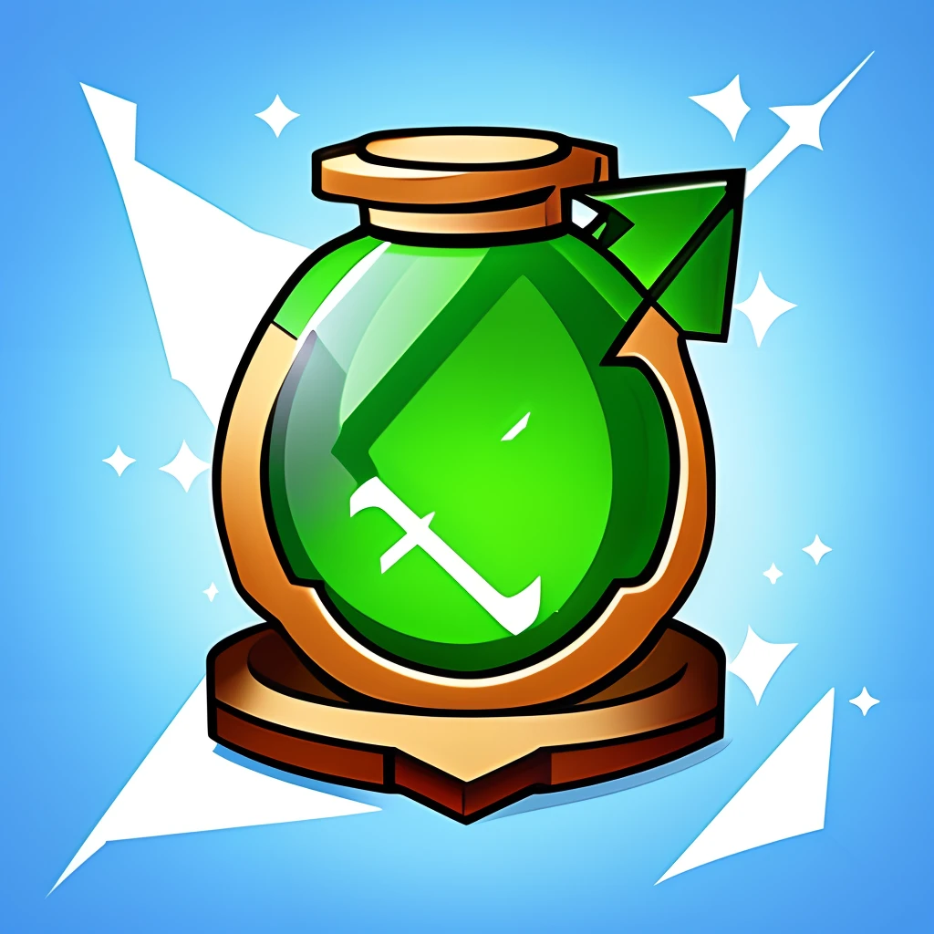 potion icon, RPG, fundo branco, potion of healing, verde, arte, anime