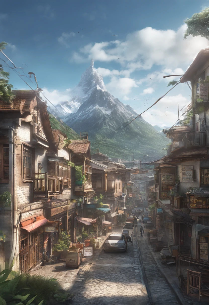 （（（Cartoon Storyboard））），Comic strip，Two-dimensional illustration，Cartoon styled，Makoto Shinkai anime style，Makoto Shinkai Anime Film Art Style，ultra-wide angle，Chinese，A town with beautiful scenery，See away，Vivid and bright colors，ultra-fine，ultra - detailed，High Quality，8K ，OC Rendering，Dynamic viewing angle，Hyper Real，Ultra photo realsisim