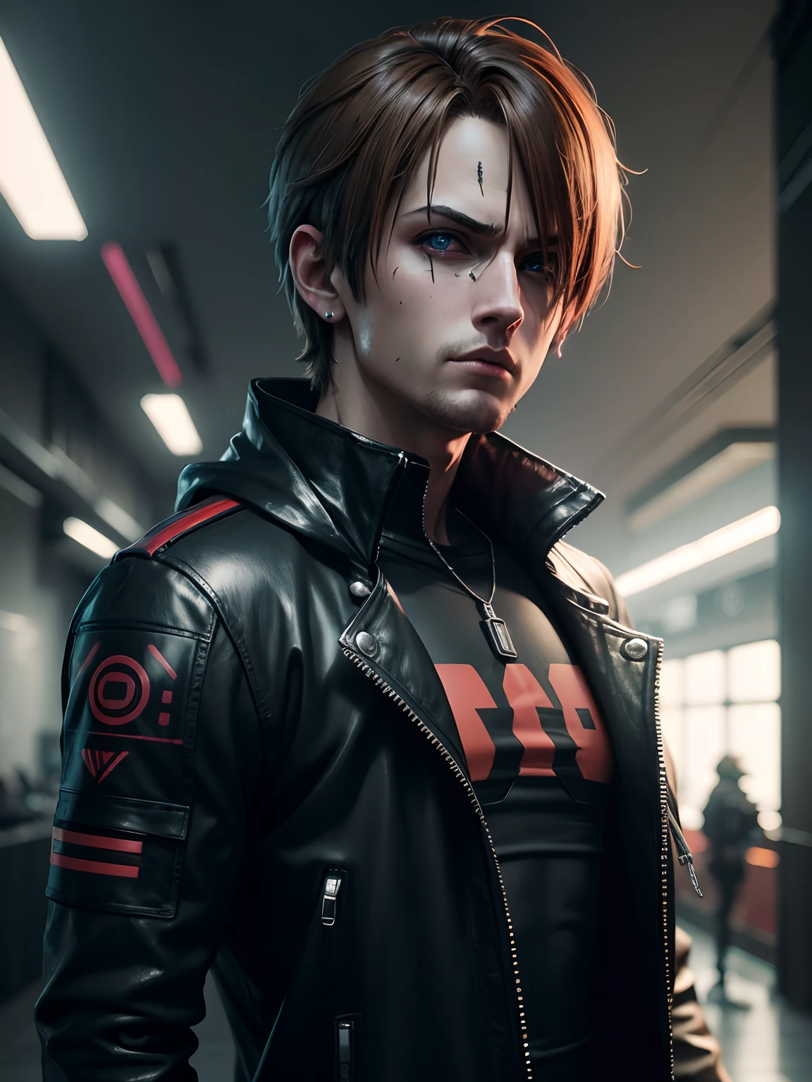 Leon kennedy cyberpunk hyper Realstic face 8k gaming
