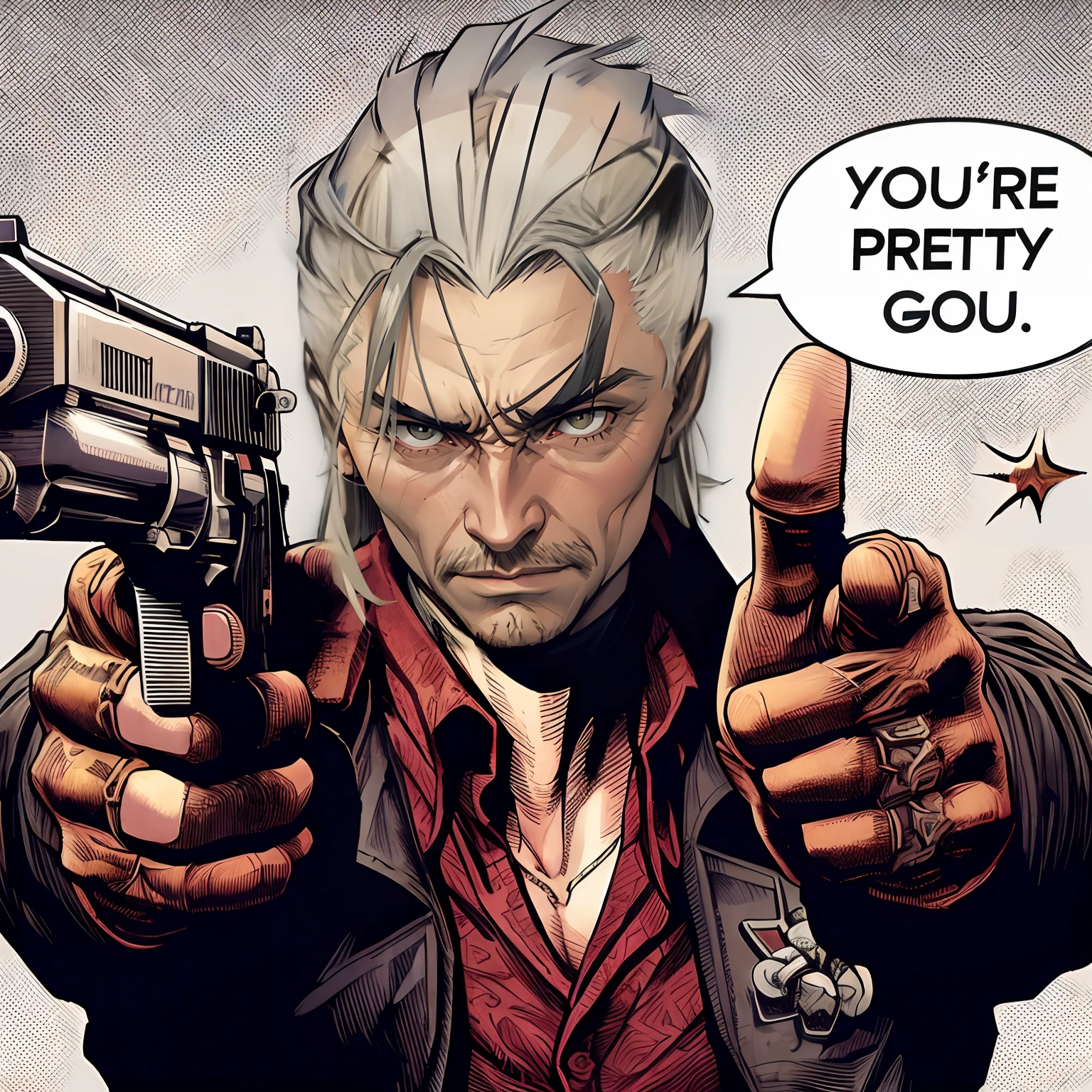 Grey Hair, Revolver ocelot , shalashaska, Epic seinen mature anime style