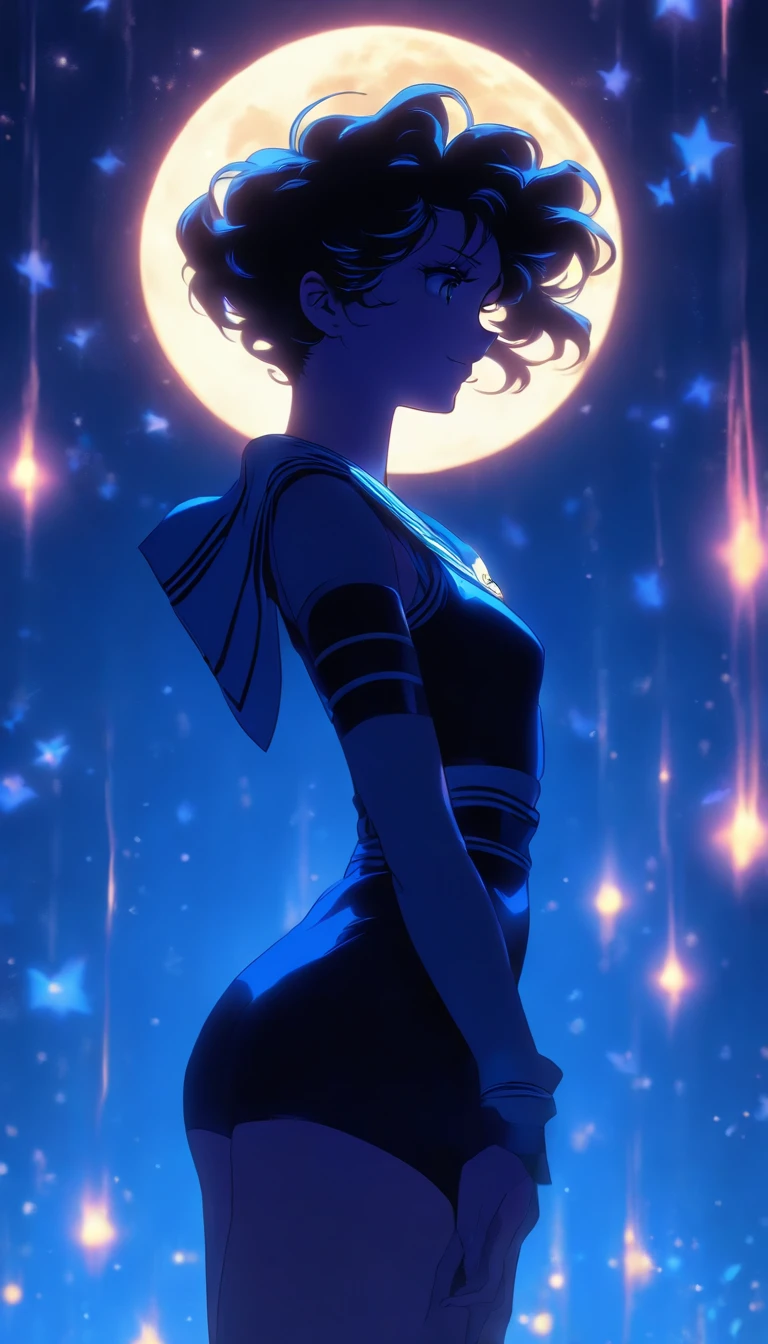 (Silhouette art,best quality,masterpiece,)(sailor mercury),
(((arte em papel cortado,A world where only black exists:1.3),
(style of 90s anime portraition),1lady,Solo,slim body,perfect female shape,epic quality
(profile:1.2),ray tracing,movie level lighting,Cinematic storyboard,high heels,Moonlight,The moon behind,Delicate legs,beautiful legs,sexy legs,long legs)),Slender,((dynamic posture)),from side,
sunder
(Dark moon)
Textured glass background,dreamy,