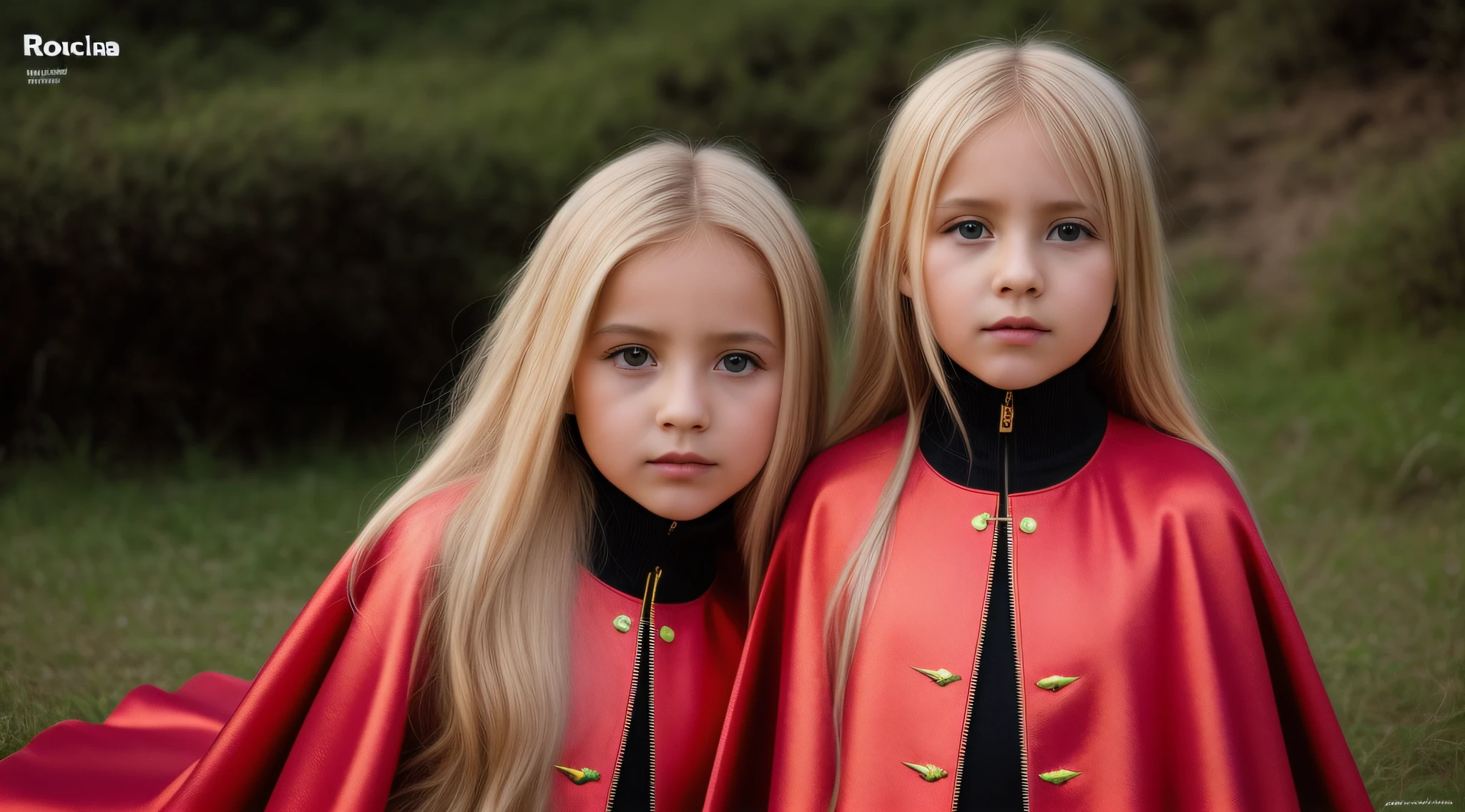 children girls, BLONDE LONG HAIR com um capuz vermelho em um fundo vermelho, um close up, Erosions, scorpions, Caparisons, Album art, prop rocks, album cape, chifres vermelhos, new album cover, Arte Oficial, Arte Promocional, Arcontes, rochas afiadas, rochas alaranjadas, Explosions, rochas), alternate album cover, Variations, progressive rock album cover, album cape!