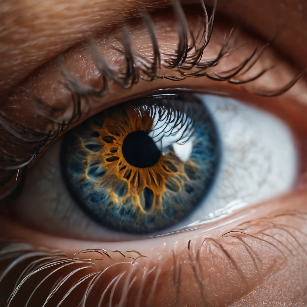 macro close-up very Close-up of one eye with a particular iris , Hyperdetailed eyes, Photo of Iris' human eye, beautiful eye, Macro photo of a human eye, Super detailed eyes, detailed pupils, Hyper detailed eyes, Yeux humains!, Real detailed eyes, human eye, Photographie en gros plan, Consistent eye, seulement globe oculaire, Eye reflections, Photographies HD Macro unreal engine 8k