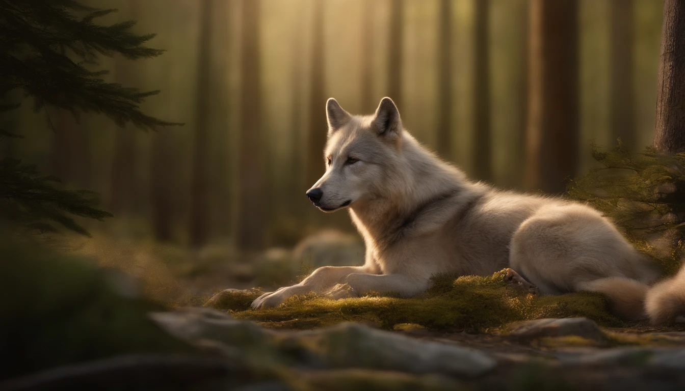 Illustration a heartwarming scene featuring a little, adorable boy standing alongside a magnificent and friendly wolf, ((centralized scene)), The boy, with rosy cheeks and bright eyes, radiates innocence and joy. The wolf, with sleek fur and gentle eyes, exudes a sense of protection and companionship. They stand together in a serene forest clearing, highlights from the sky, bathed in soft, dappled sunlight, creating a moment of pure connection and trust, masterpiece, art station ,art, painting, detailed face --v 5 --stylize 1000 ::n_ deformed face, extra fingers, distant objects in scene