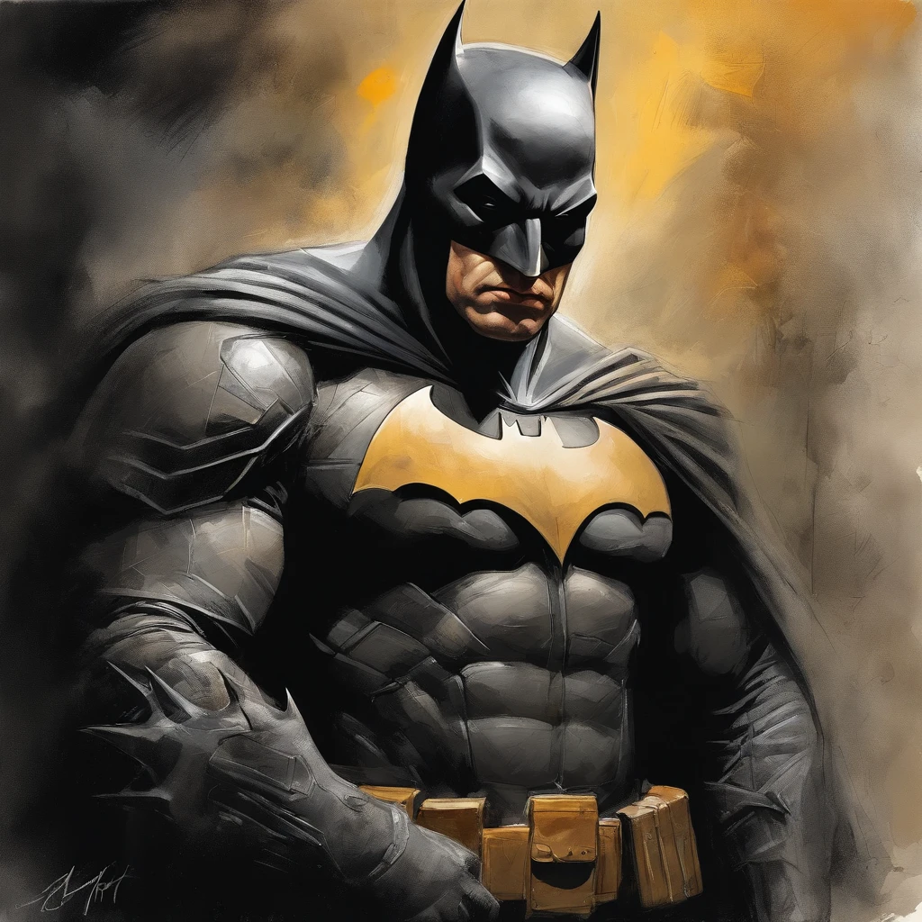 Batman debout , Portrait de Batman, Style de peinture de James Gurney, Portrait de Batman, Ordonnance, Par Craig Mullins, Lighting spotted by Craig Mullins, par Brian Thomas, par James Ryman, inspired by Jim Lee, par James Gurney, par Dave Dorman, Portrait Batman Ancienne Bible, par Chris Moore, par Robert Peak