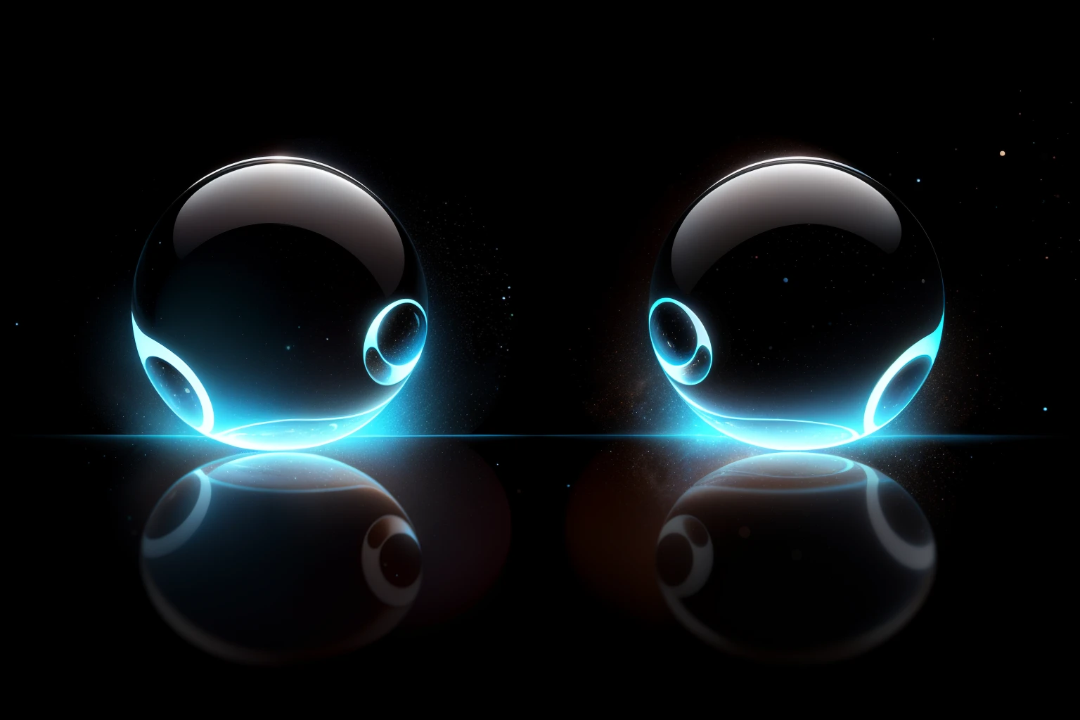 Imagine a Two mirrors oppositely placed between them is a universe whose reflections repeat themselves endlessly the form of an interplanetary universRecursive reflections that shrink to infinity e , liquid Chrome, realistic  environment, wide angle side view, fast shutter speed 1/l500, aperture f/12, Cinema 4D, Masterpiece, 8k, HR, HQ, 4D, bokeh - -ar 3:2 4c