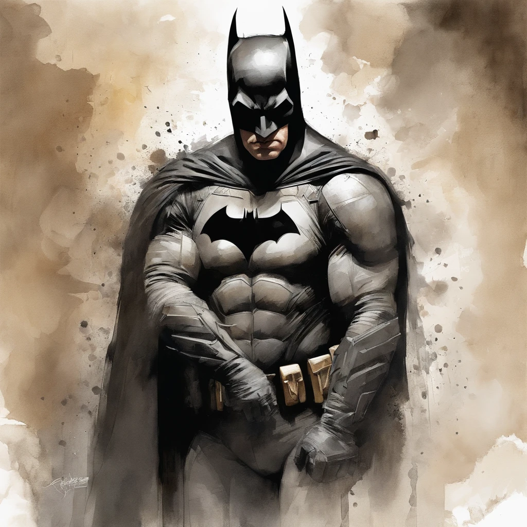 Batman debout , Portrait de Batman, Style de peinture de James Gurney, Portrait de Batman, Ordonnance, Par Craig Mullins, Lighting spotted by Craig Mullins, par Brian Thomas, par James Ryman, inspired by Jim Lee, par James Gurney, par Dave Dorman, Portrait Batman Ancienne Bible, par Chris Moore, par Robert Peak