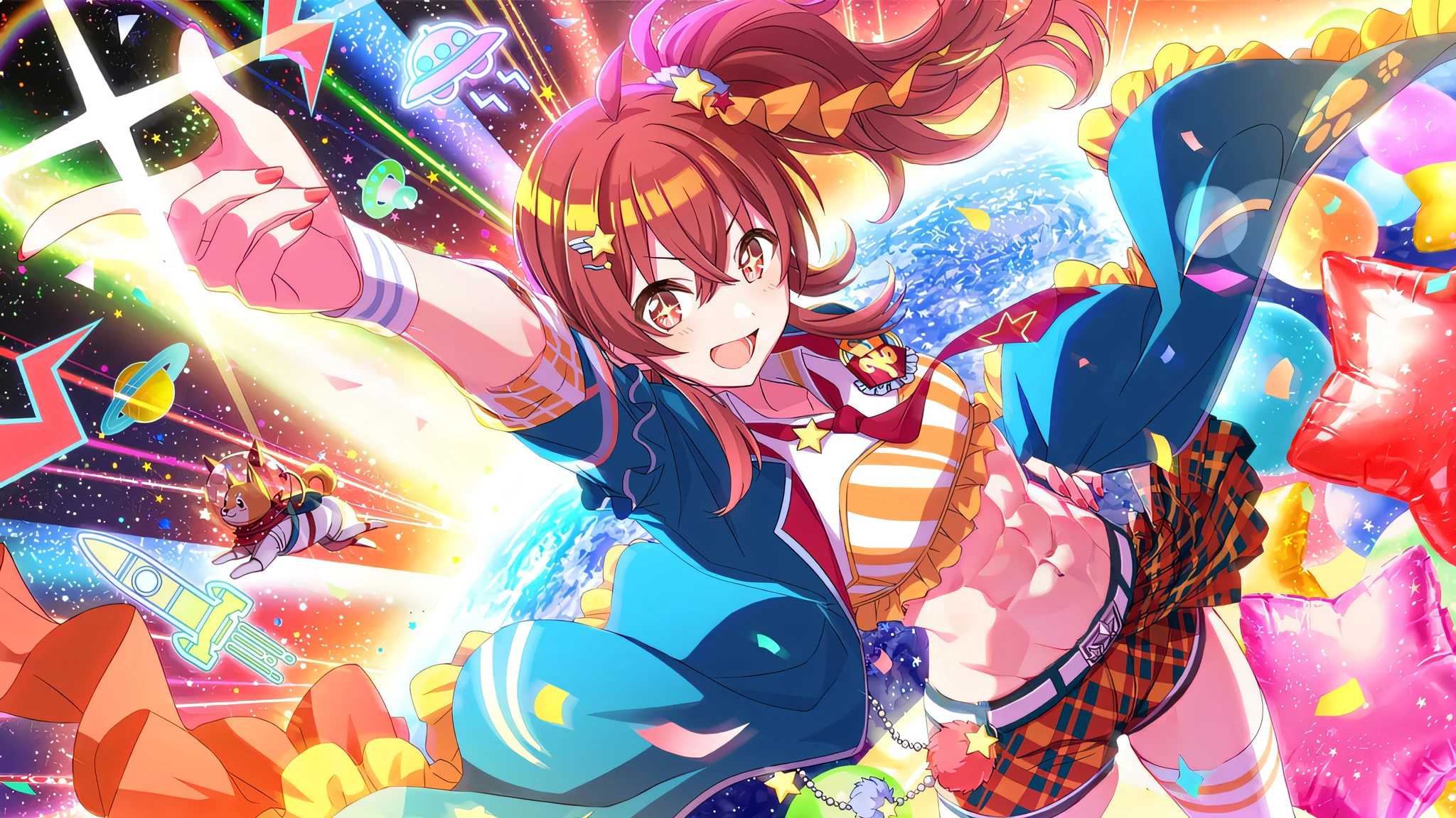 official art, detailed abs, musucular body, well-muscled
