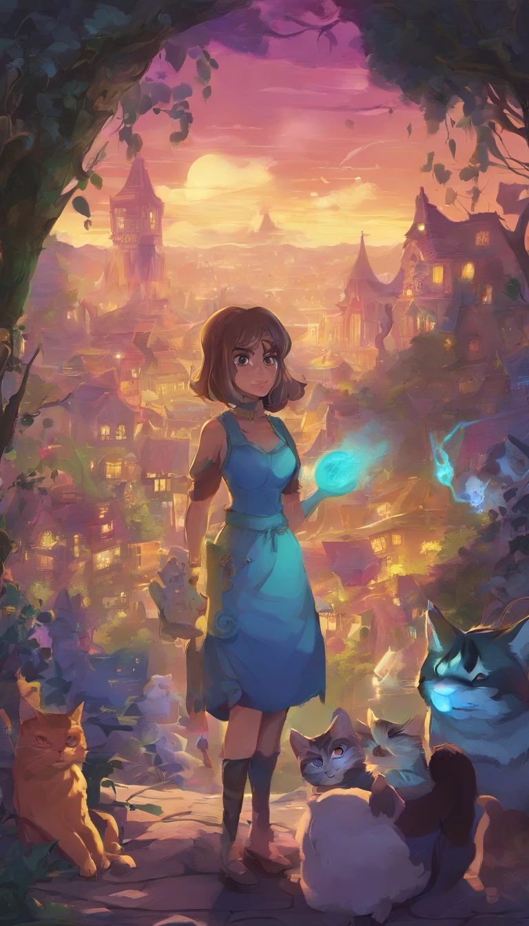 shaggy,Blue glowing eyes,humongous large breast,Cute cats,A holds it,2.7D,Ultra-high sharpness,超高分辨率,8K