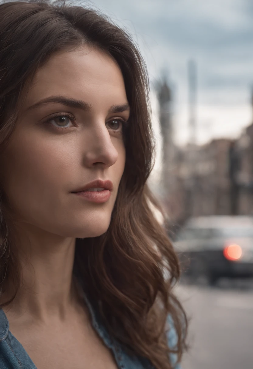 hispanic, long, flowing hair locks eyes in camera, Realstic, Film about suspense in the shadows, in a bustling city, cinematography, Photographie prise avec Arri, Photographie prise avec Canon, Photographie prise avec Fuji, Photographie prise avec Kodak, incredibly high detailed, re sharpness, specifics, professional lighting, film lighting, 35 mm, anamorphique, Lightroom, Film tography., ArtStation,