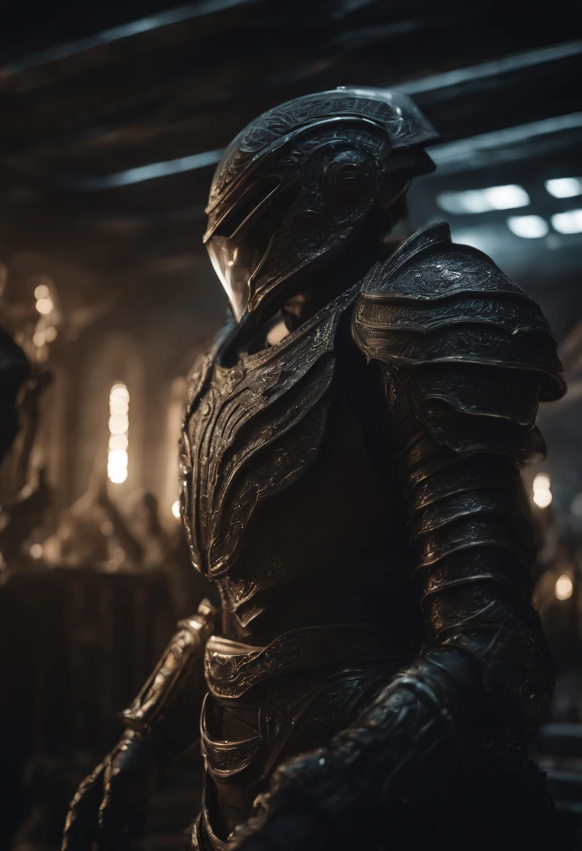 Fantasy World Monster Knight,extraterrestial,spaceship,中景 the scene is, highly detailed surreal vfx
