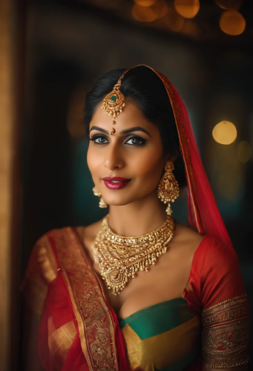 Gorgeous Indian Woman in Ghungroo Symphony Resounds in Synch with Classical Dance Couture, Embellishing Warm, Caramel Skin and Enigmatic Gray Eyes.