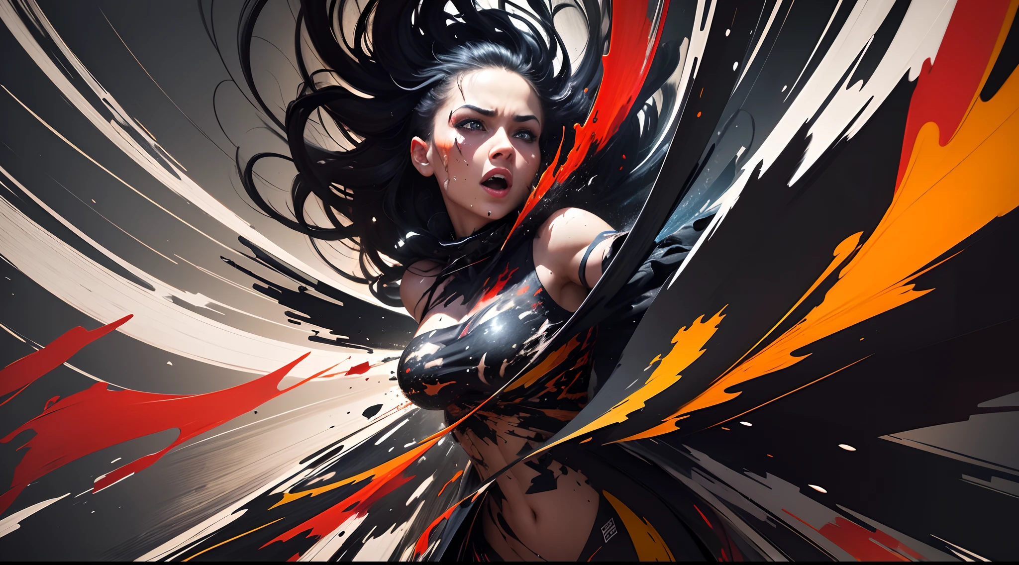 (best quality,highres,masterpiece:1.2),ultra-detailed,(realistic,photorealistic,photo-realistic:1.37),paint splatter,beautiful chaos,on black background,abstract art,vibrant colors,dynamic brush strokes,expressive motion,layered textures,fluid forms,energy and movement,spontaneous creativity,striking contrast,emotional impact,playful composition,dynamic tension,depth and dimension,pulsating intensity,bold and captivating,mesmerizing patterns and shapes,dramatic visual impact,visual rhythm and harmony,visceral and raw,freedom of expression,dynamic execution,experimental and experimental,unconventional techniques,daring and innovative,provocative and thought-provoking,creative liberation,passionate and alive,expressive and evocative,multifaceted and layered,unpredictable and surprising,medium:oil painting,expressive brushwork,abstract expressionism,contemporary art,modern masterpiece,fascinating textures,otherworldly beauty,luminous and captivating,color explosions,powerful emotions,intense movement,deep black background,glowing colors,visual storytelling,dynamic interaction,hidden meanings,soulful and symbolic,abstract exploration,sensory experience.